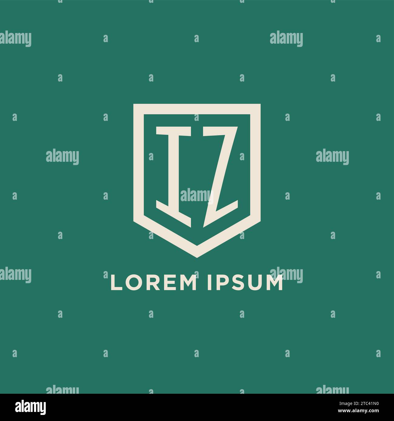 IZ initial logo monogram shield geometric shape design vector graphic Stock Vector