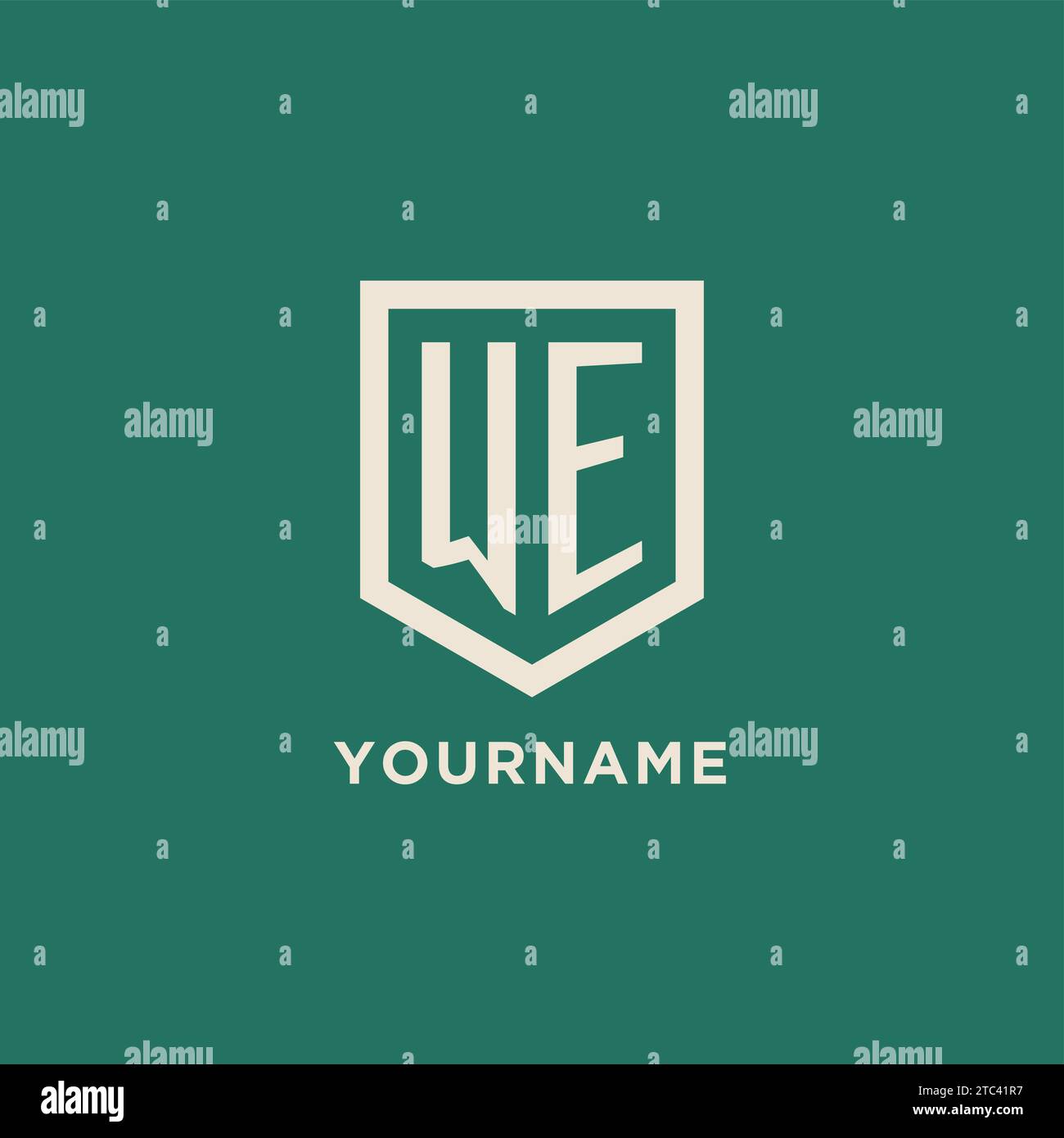 WE initial logo monogram shield geometric shape design vector graphic Stock Vector
