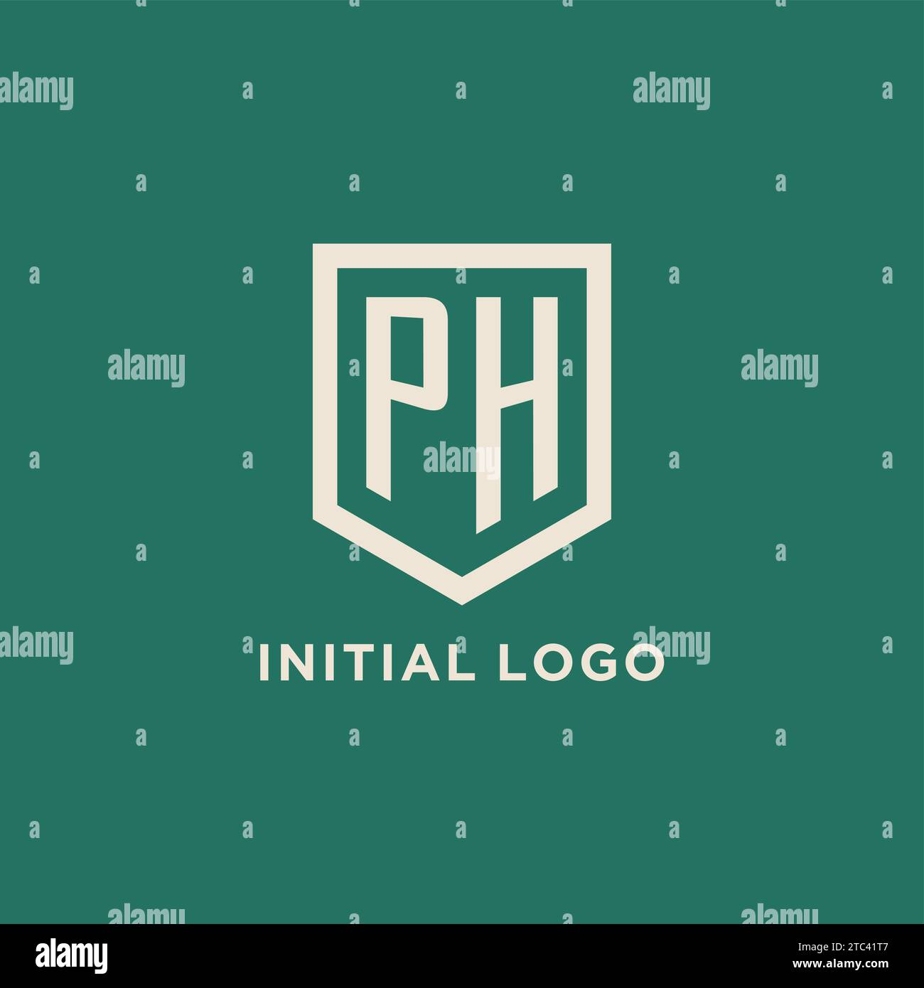 PH initial logo monogram shield geometric shape design vector graphic Stock Vector