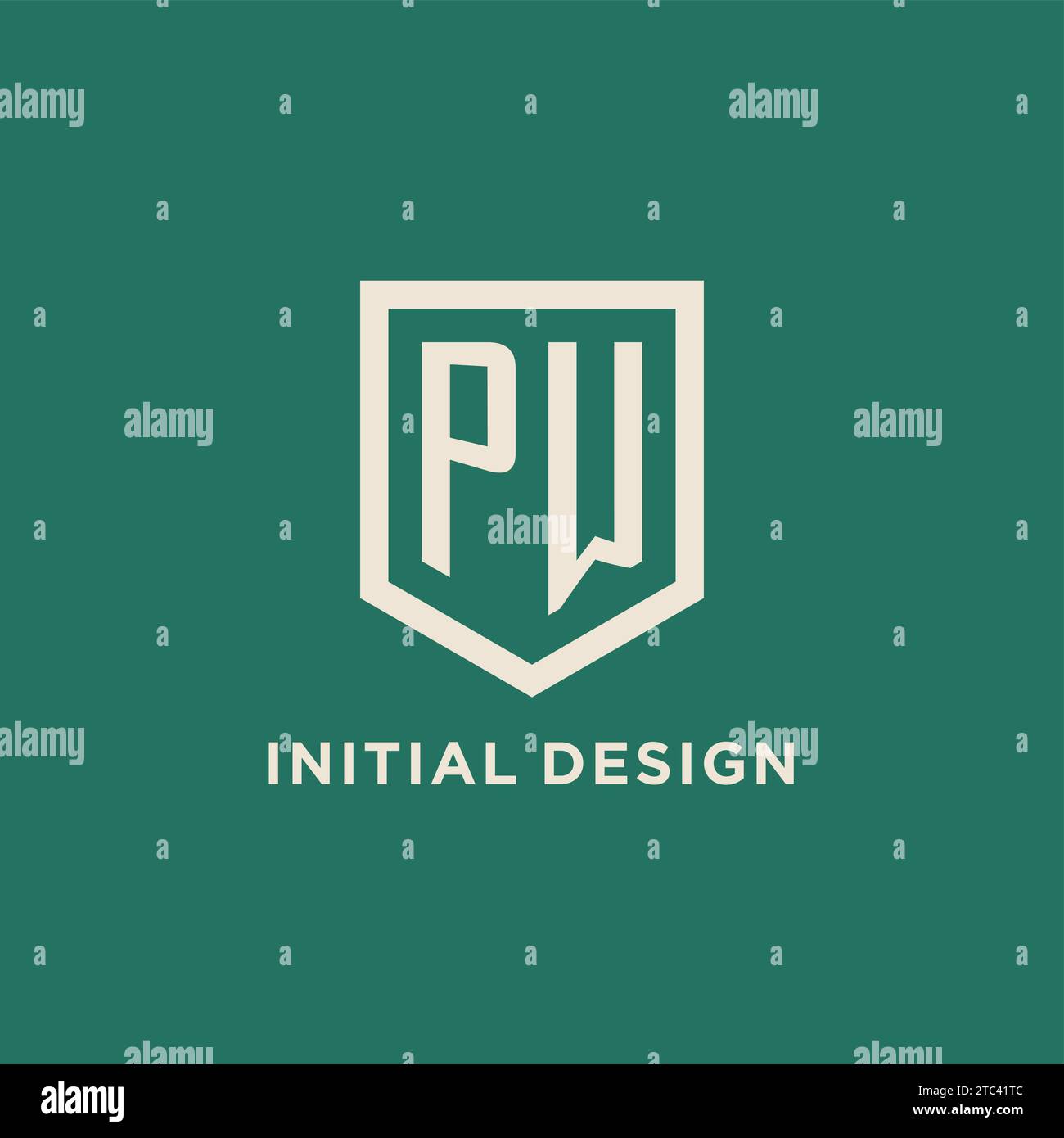 PW initial logo monogram shield geometric shape design vector graphic Stock Vector