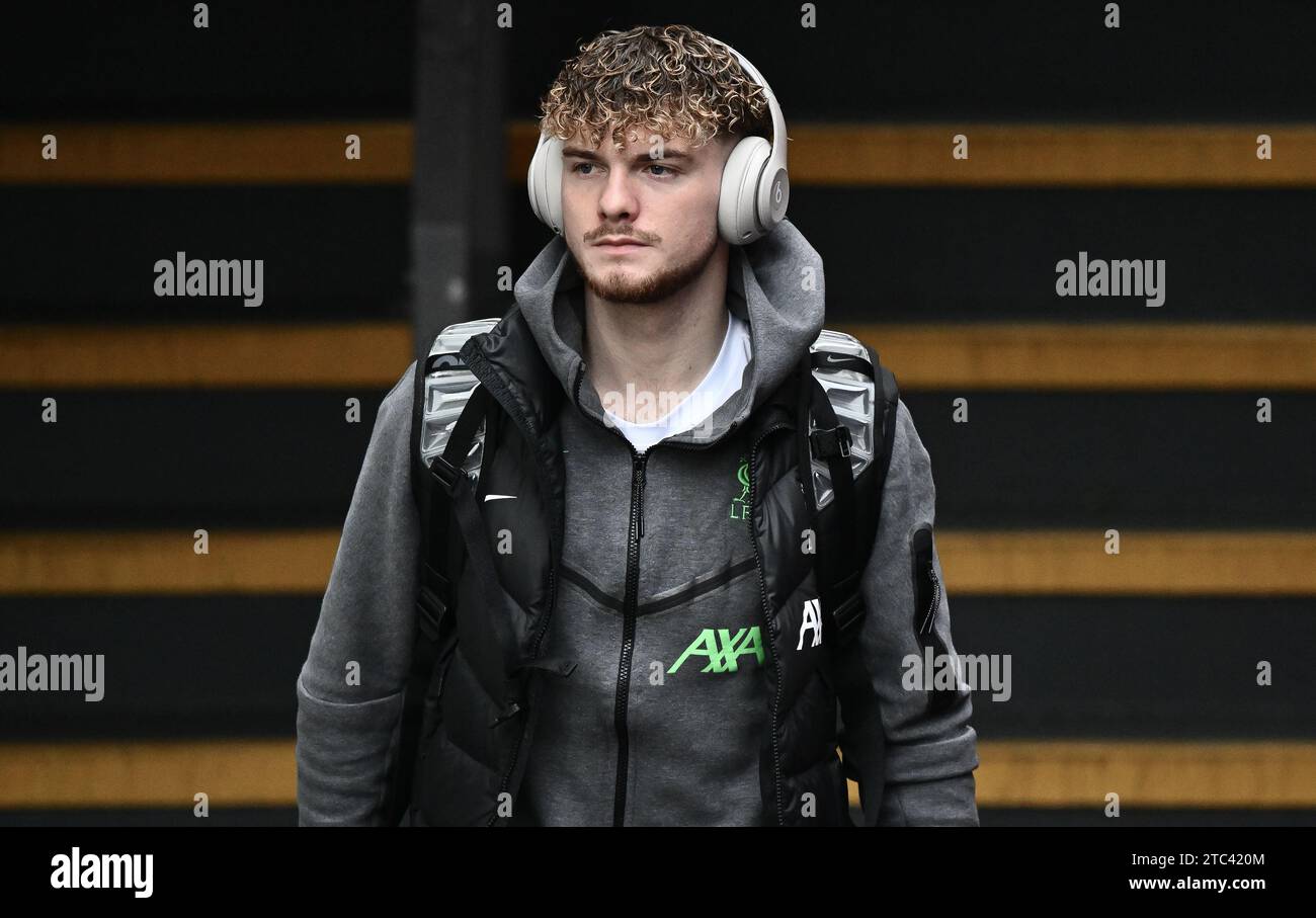 LONDON, ENGLAND - DECEMBER 9: Harvey Elliott of Liverpool FC with Bose headphones during the Premier League match between Crystal Palace and Liverpool Stock Photo