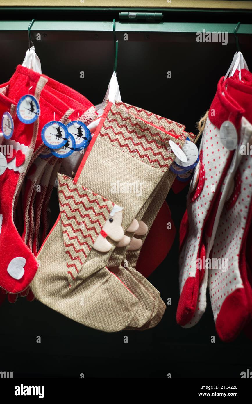 Christmas stockings in piazza Navona market Stock Photo