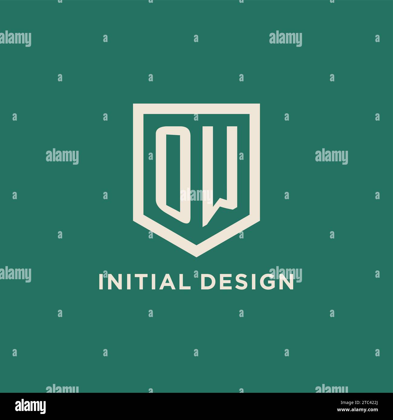 OW initial logo monogram shield geometric shape design vector graphic Stock Vector