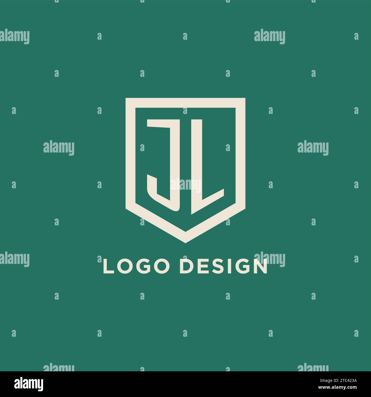 JL initial logo monogram shield geometric shape design vector graphic ...