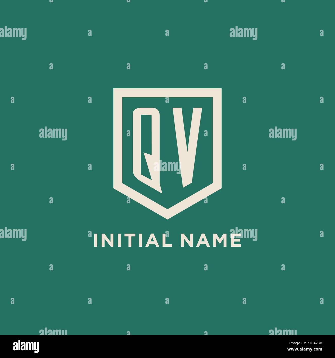QV initial logo monogram shield geometric shape design vector graphic Stock Vector