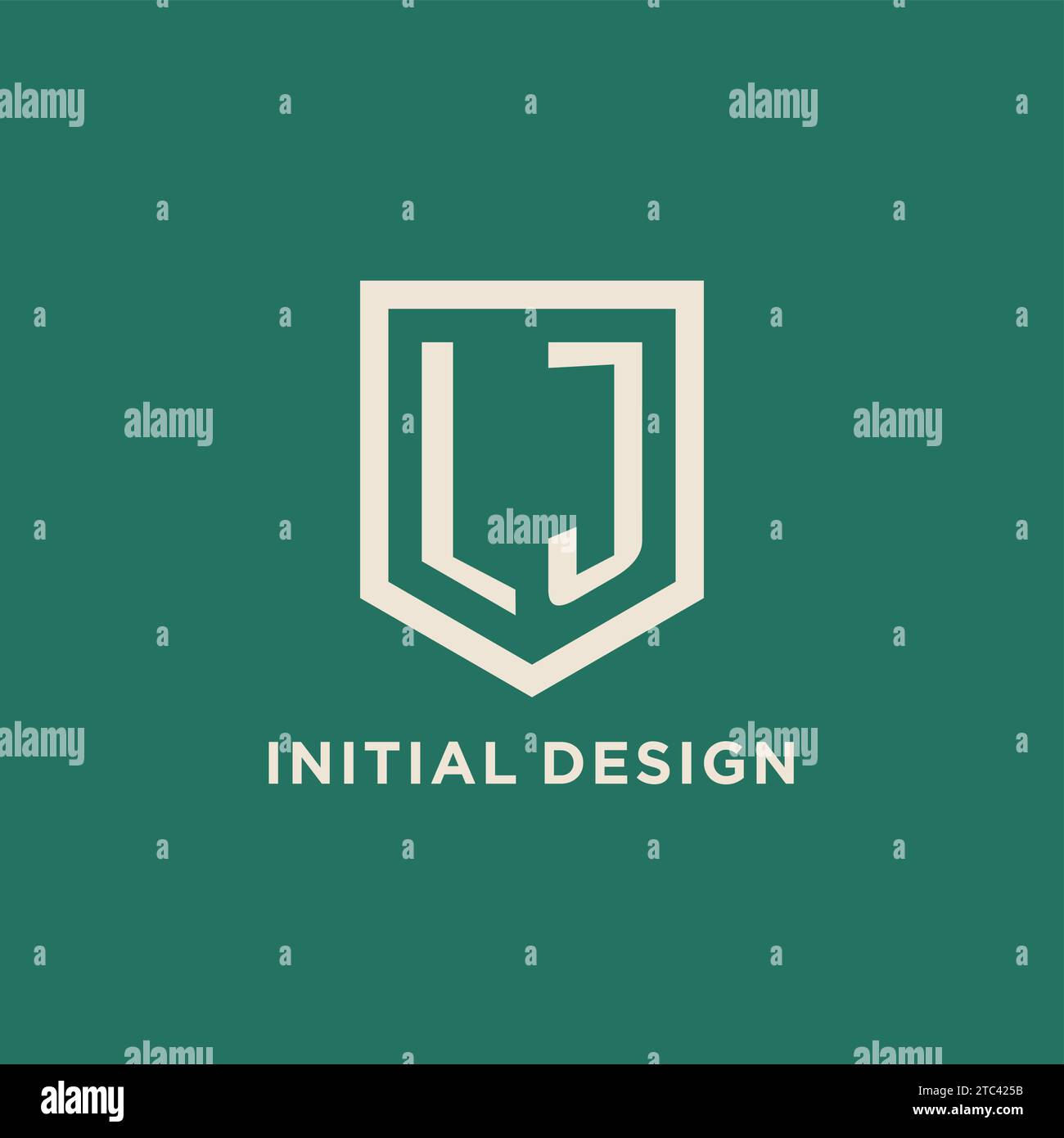 LJ initial logo monogram shield geometric shape design vector graphic Stock Vector