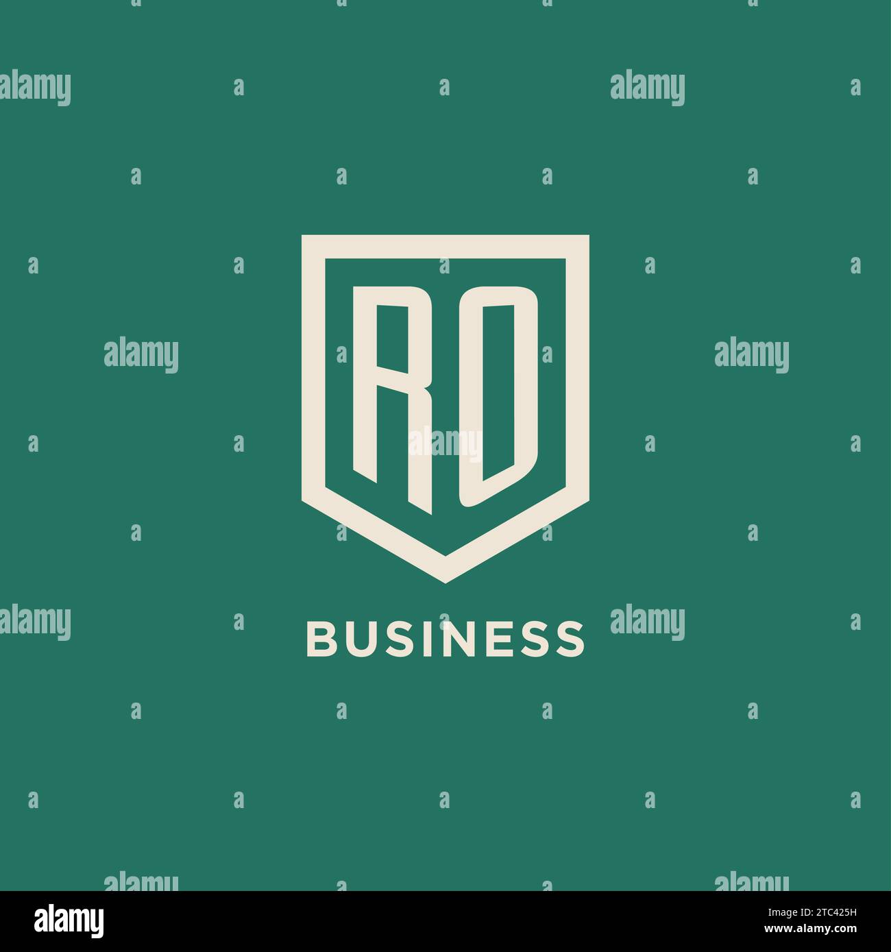RO initial logo monogram shield geometric shape design vector graphic Stock Vector