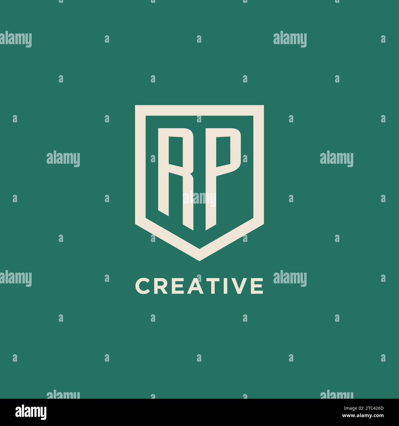 RP initial logo monogram shield geometric shape design vector graphic Stock Vector