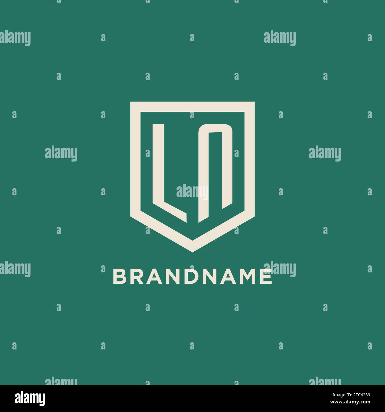 LN initial logo monogram shield geometric shape design vector graphic Stock Vector