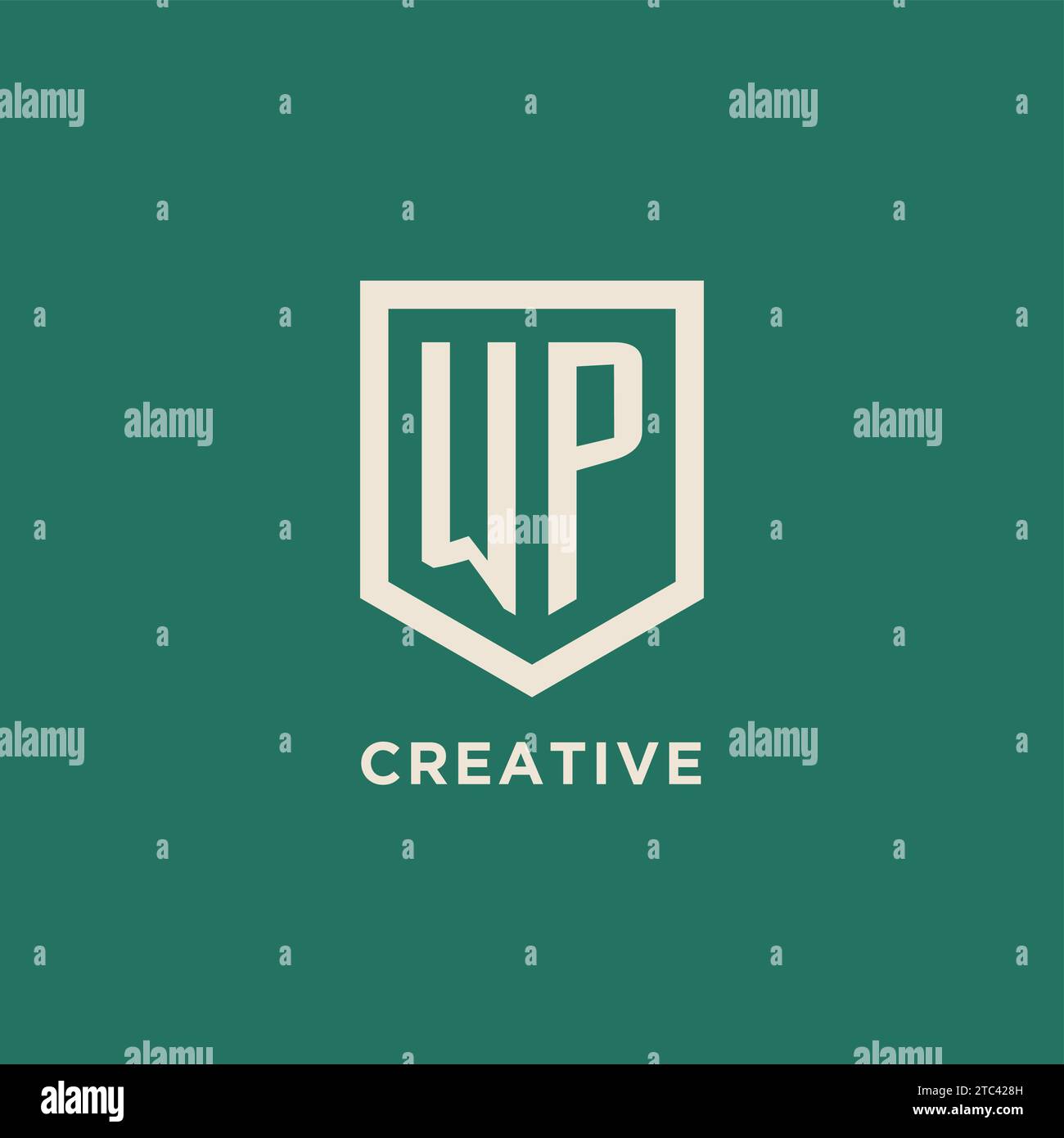 WP initial logo monogram shield geometric shape design vector graphic Stock Vector