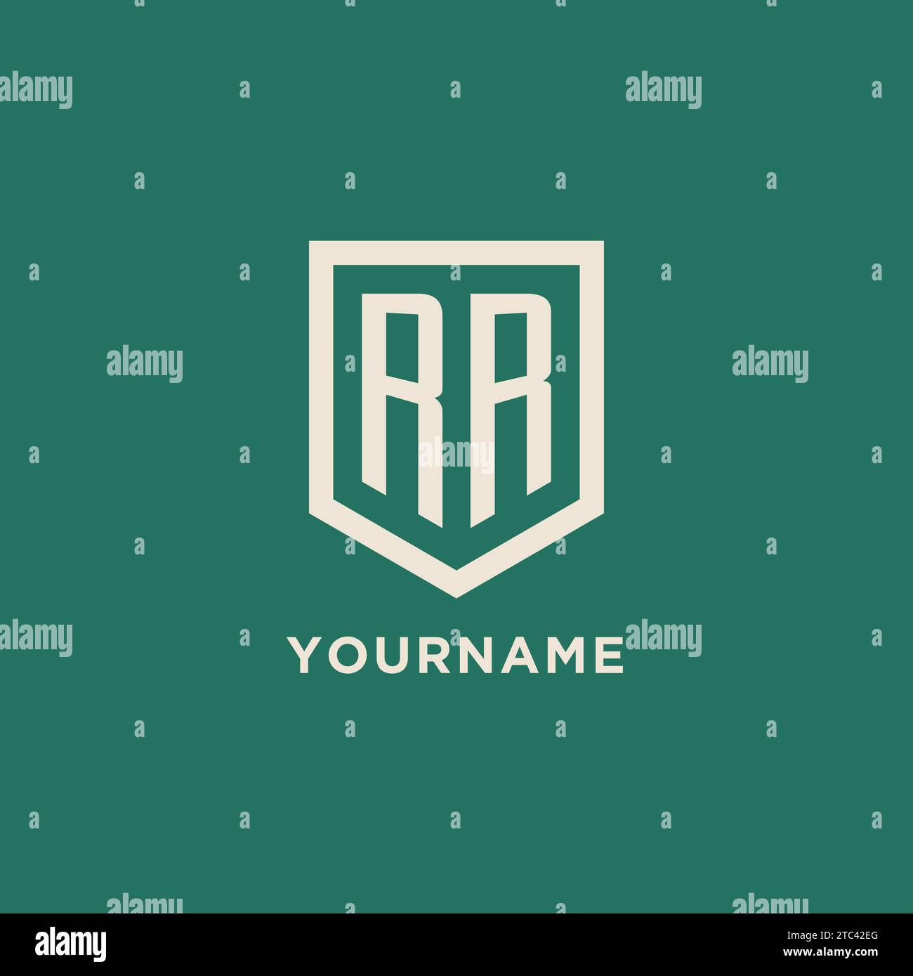 RR initial logo monogram shield geometric shape design vector graphic Stock Vector