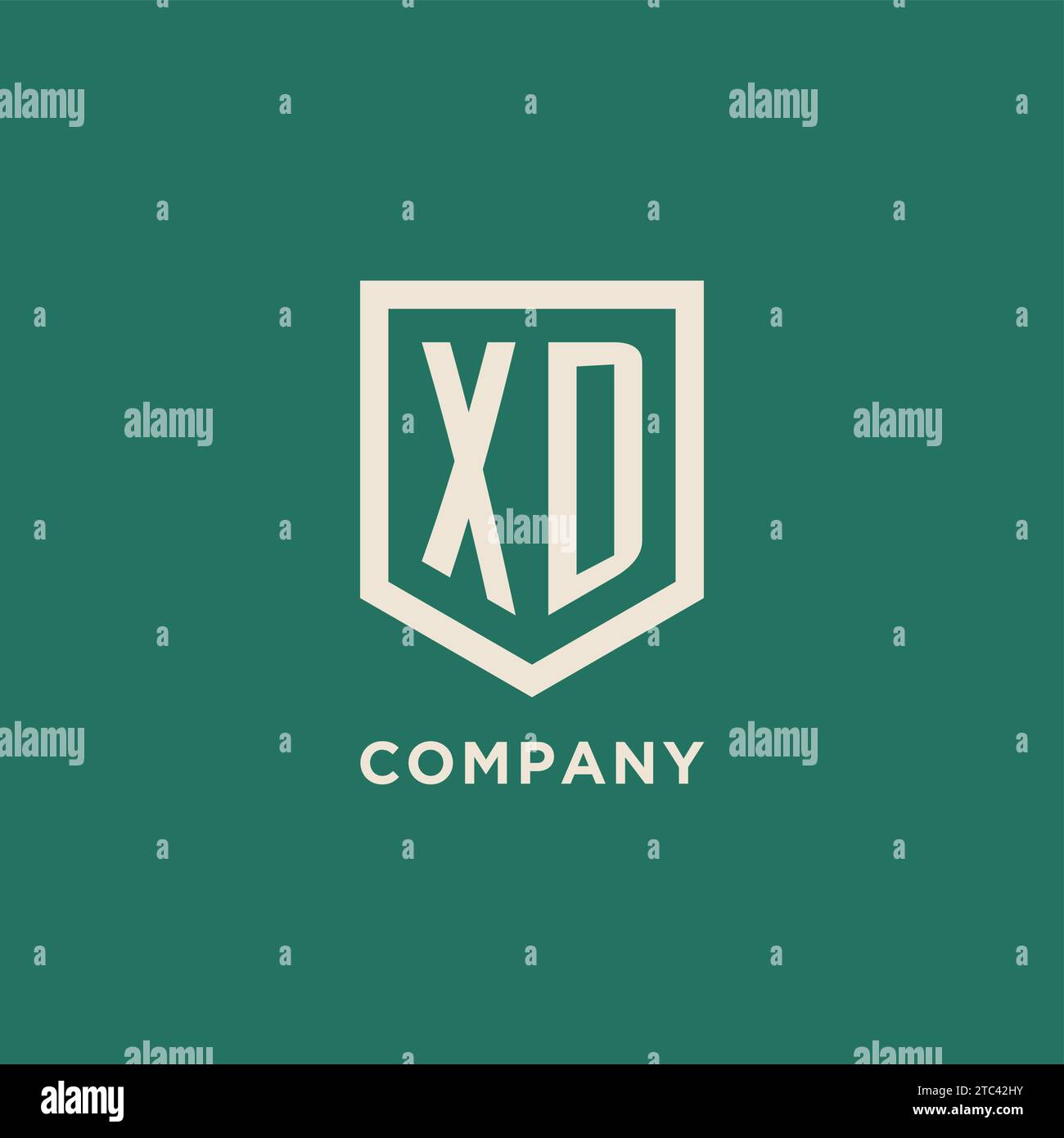 XD initial logo monogram shield geometric shape design vector graphic Stock Vector