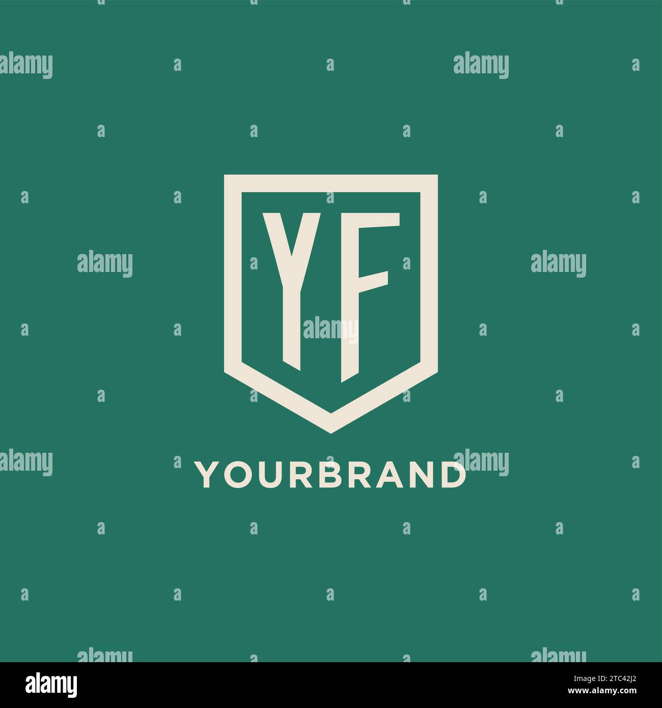 YF initial logo monogram shield geometric shape design vector graphic Stock Vector