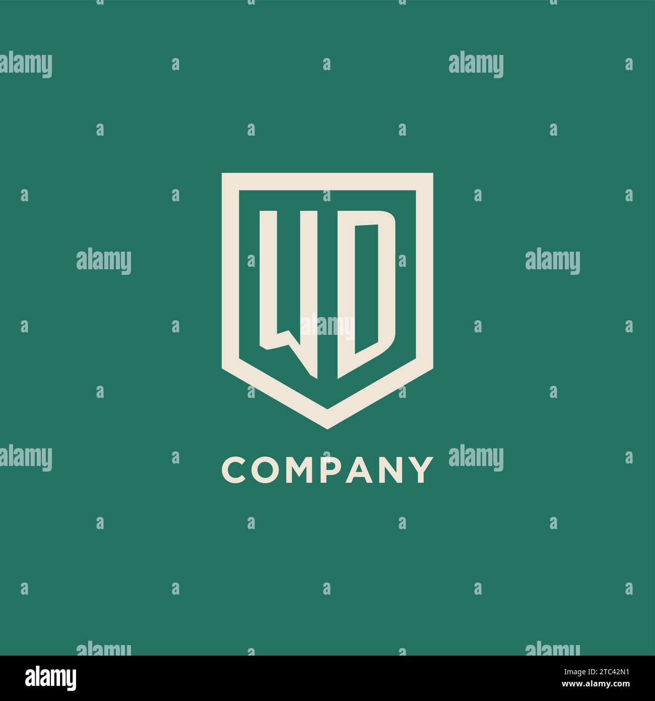 WD initial logo monogram shield geometric shape design vector graphic Stock Vector
