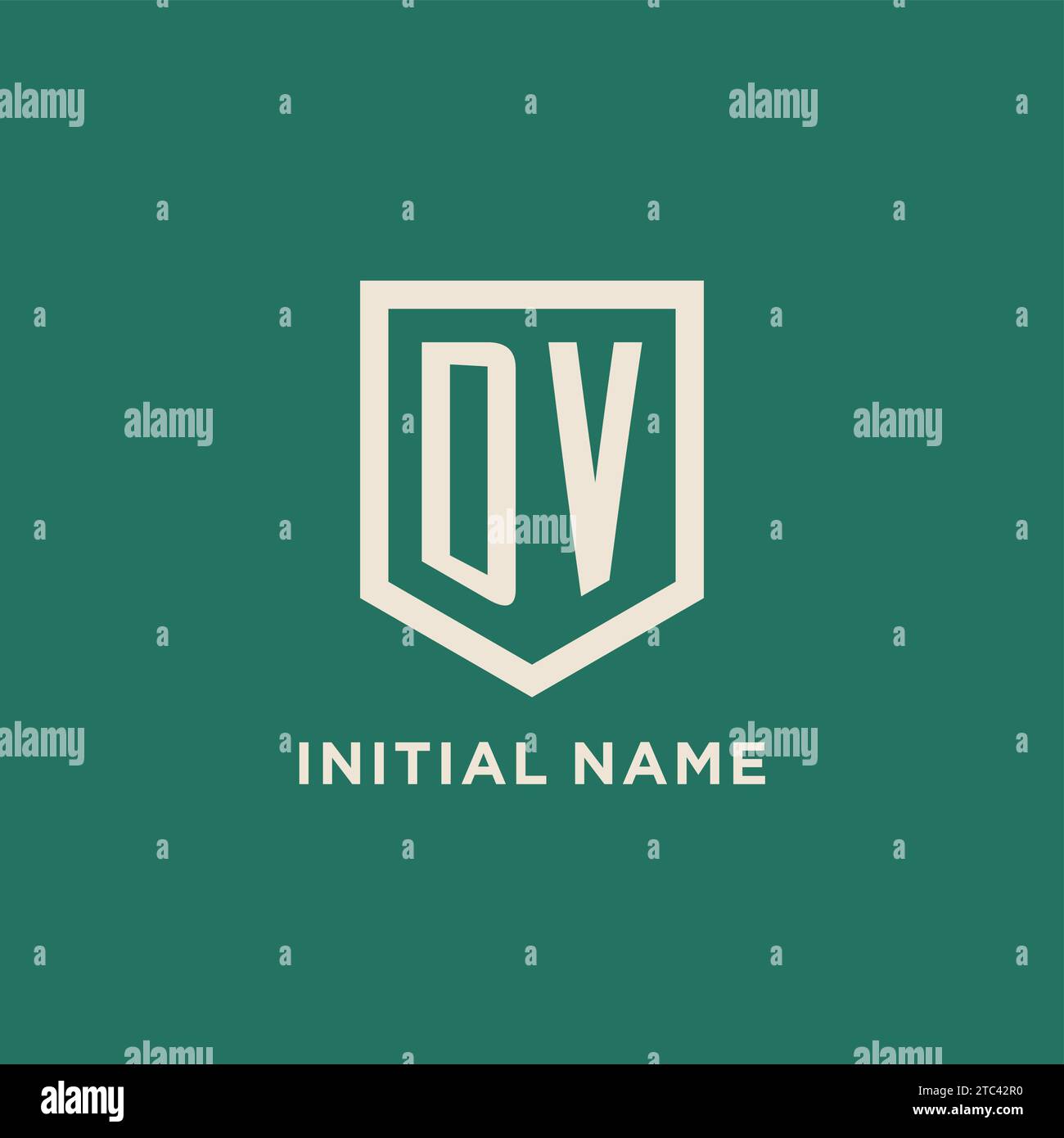DV initial logo monogram shield geometric shape design vector graphic Stock Vector