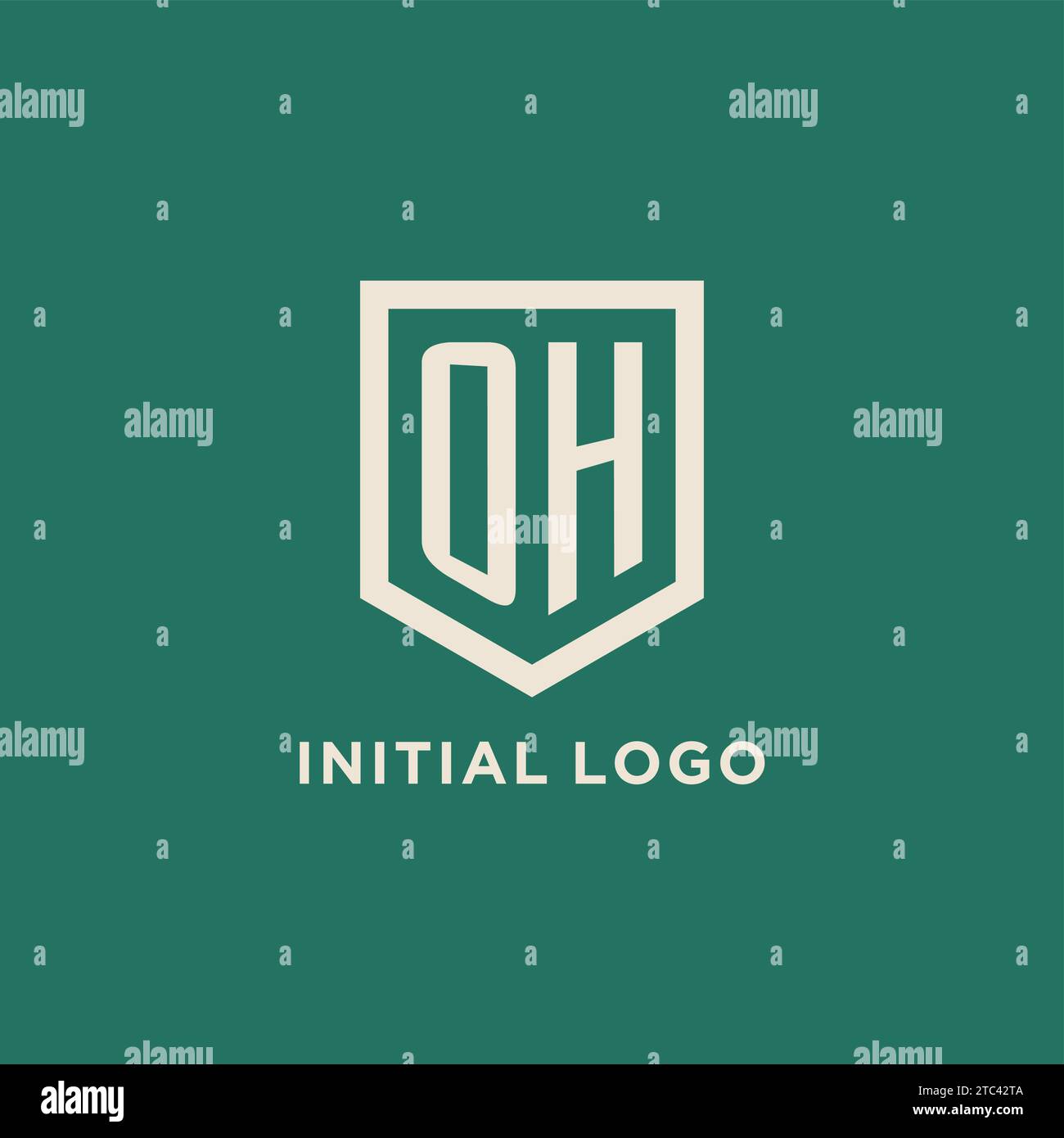 OH initial logo monogram shield geometric shape design vector graphic Stock Vector