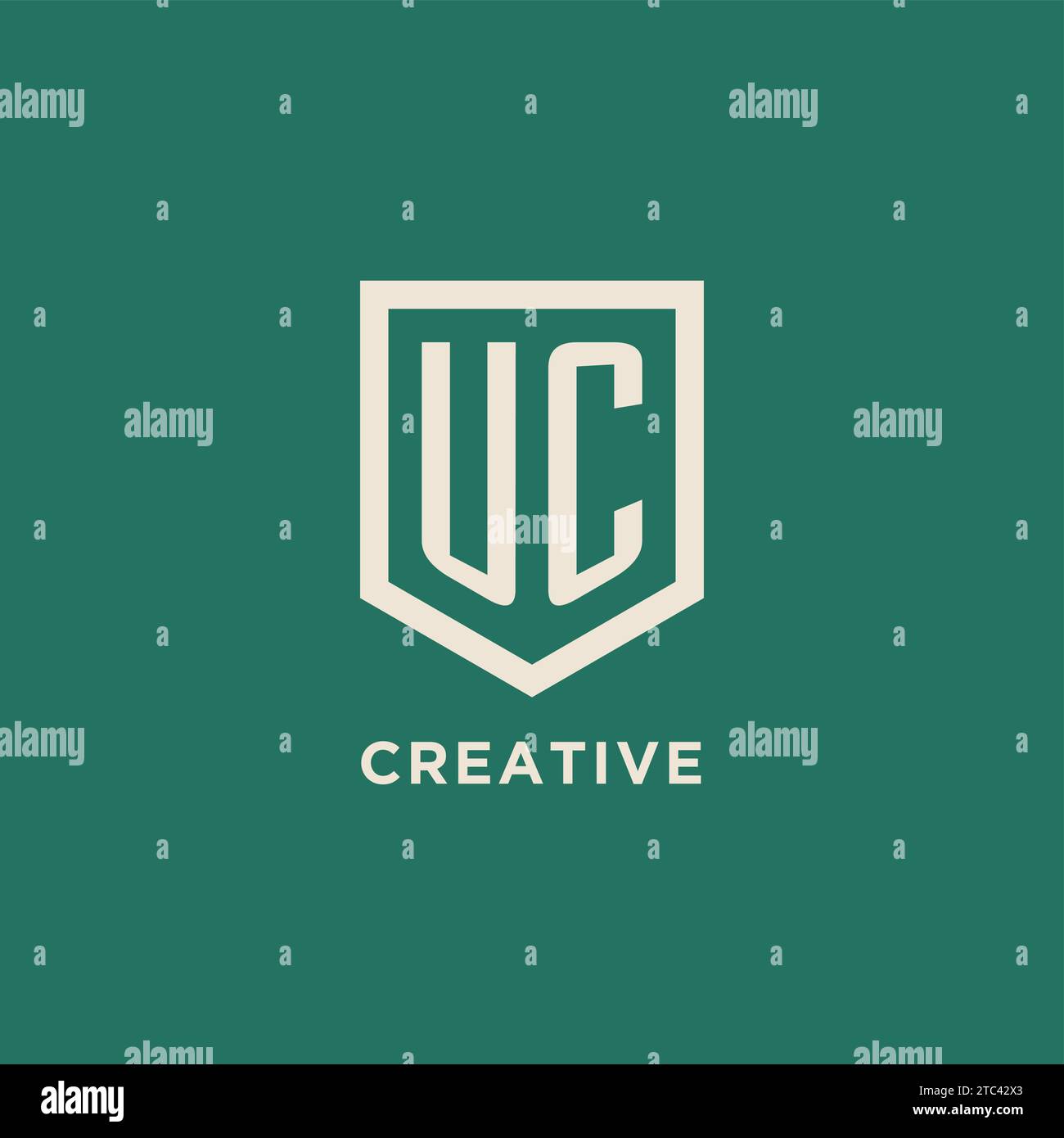 UC initial logo monogram shield geometric shape design vector graphic Stock Vector