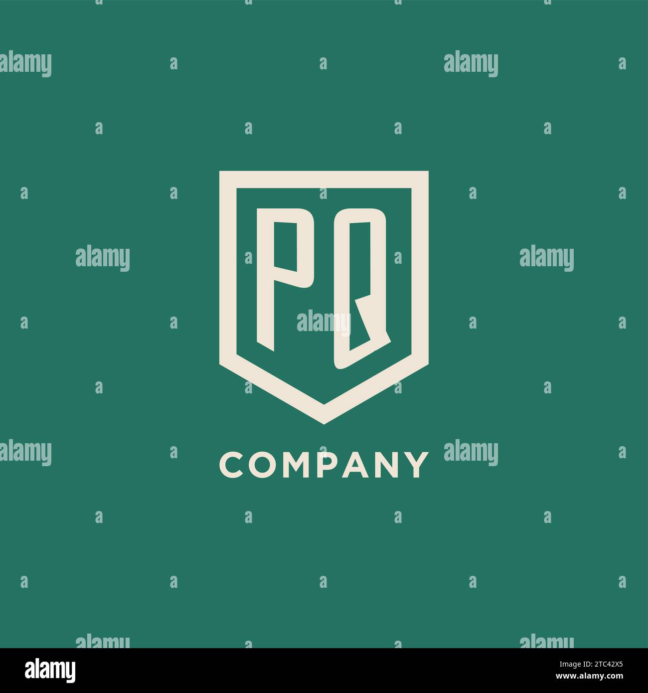 PQ initial logo monogram shield geometric shape design vector graphic Stock Vector