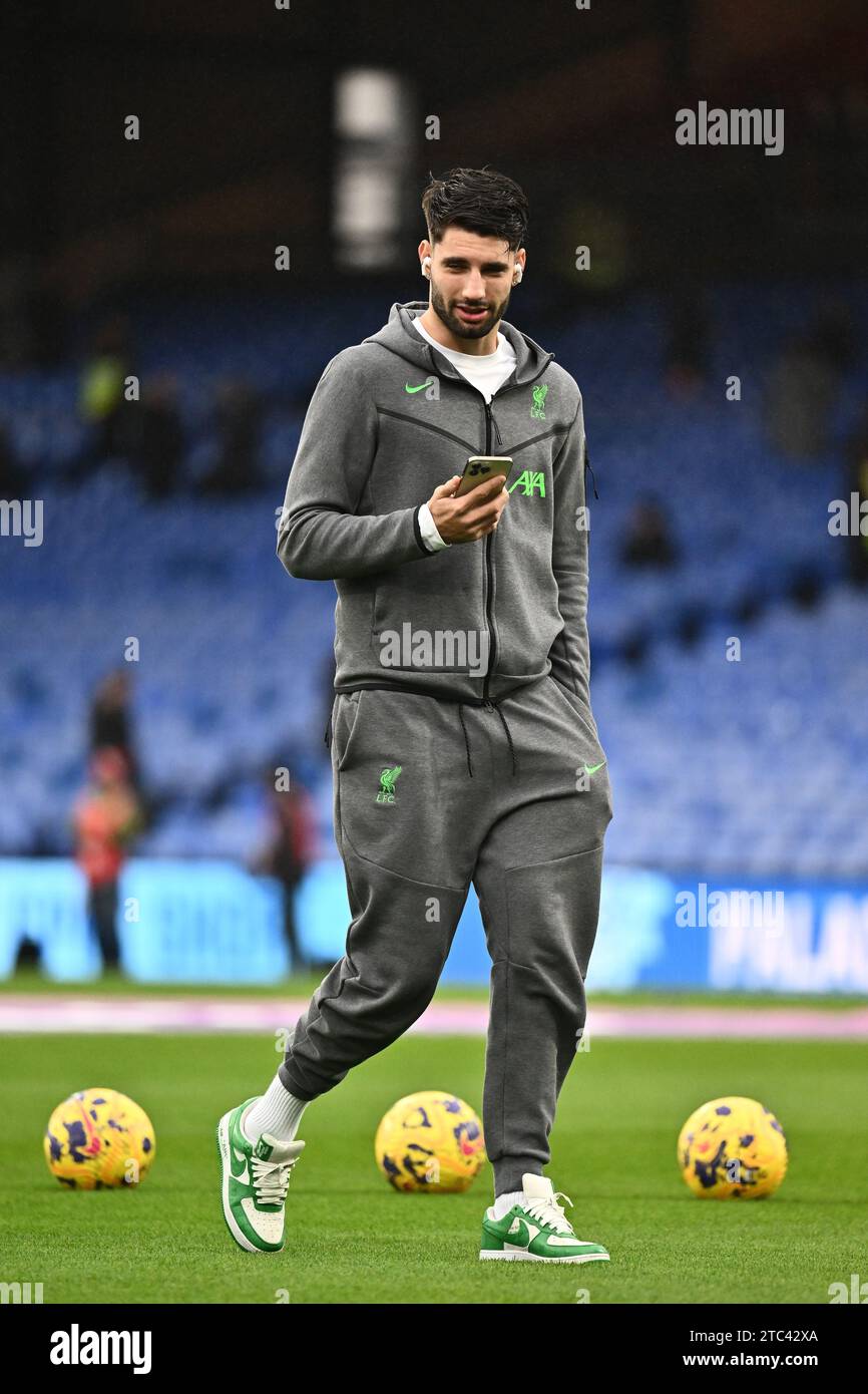 LONDON, ENGLAND - DECEMBER 9: Dominik Szoboszlai of Liverpool FC arrives wearing with Louis Vuitton Nike Air Force 1 Low By Virgil Abloh White Green s Stock Photo