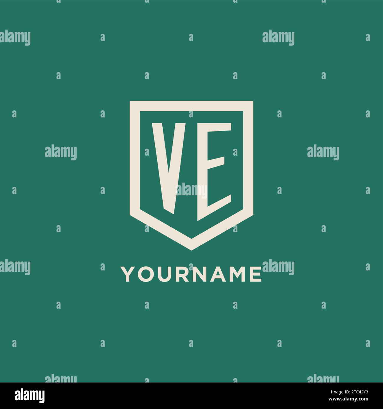 VE initial logo monogram shield geometric shape design vector graphic Stock Vector