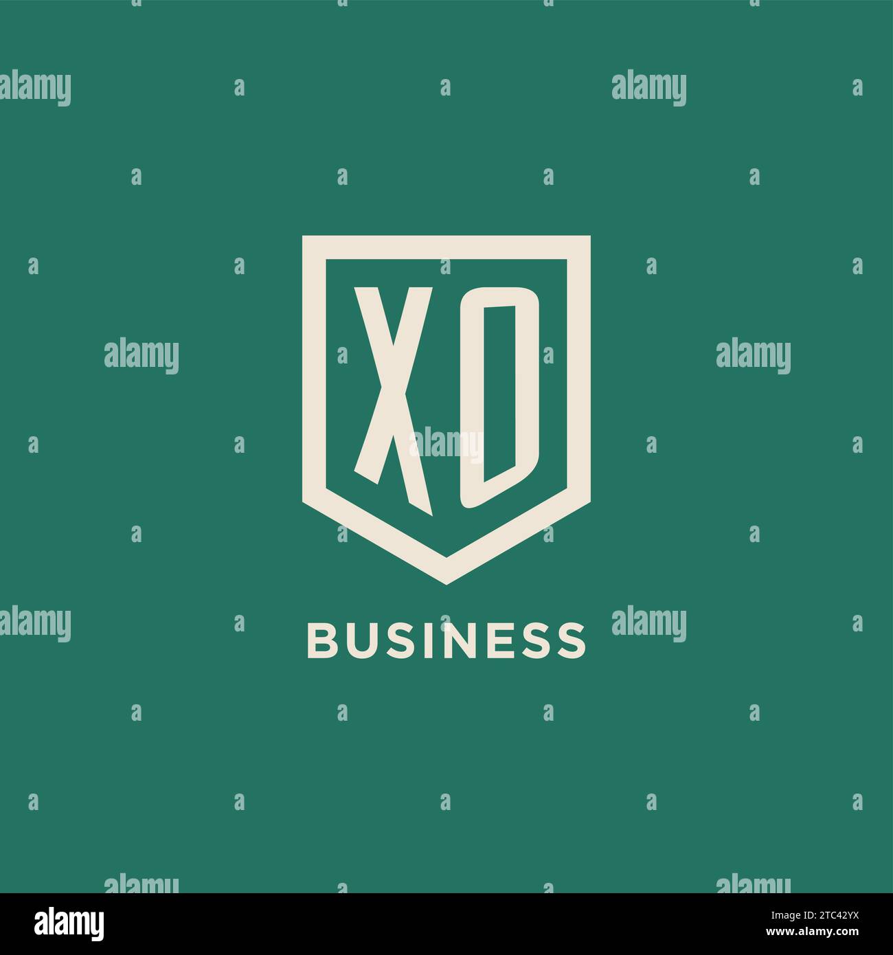 XO initial logo monogram shield geometric shape design vector graphic Stock Vector