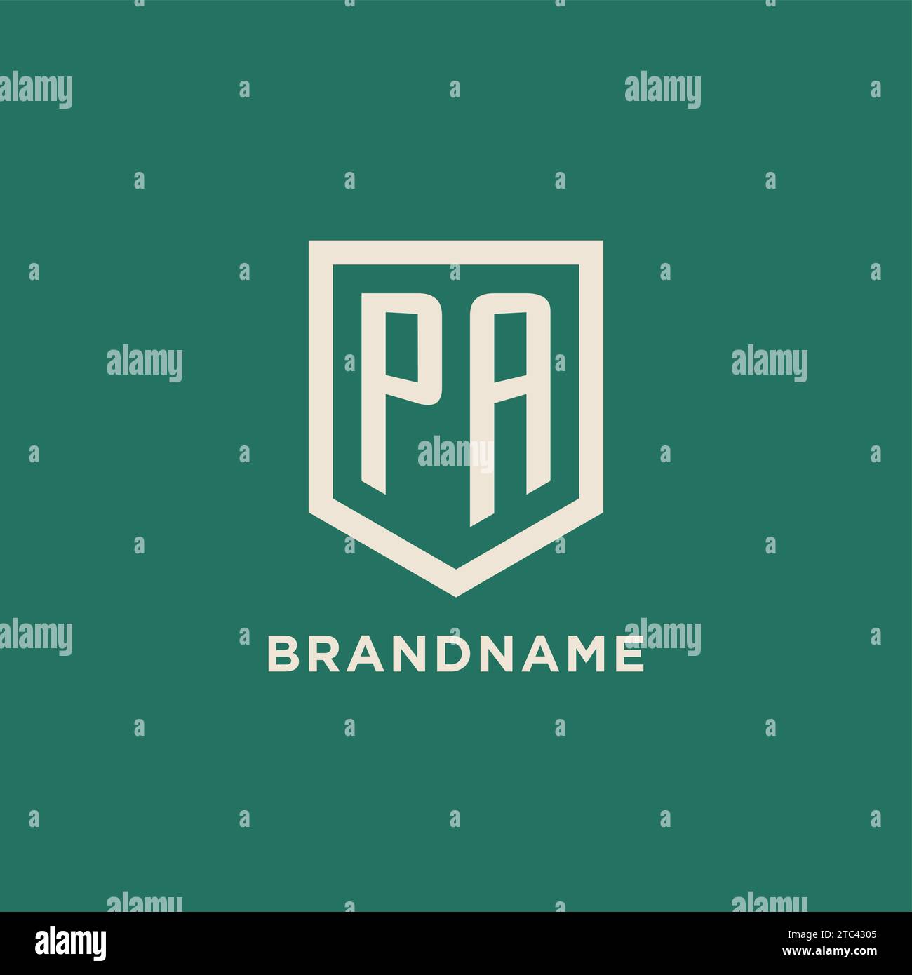 PA initial logo monogram shield geometric shape design vector graphic Stock Vector