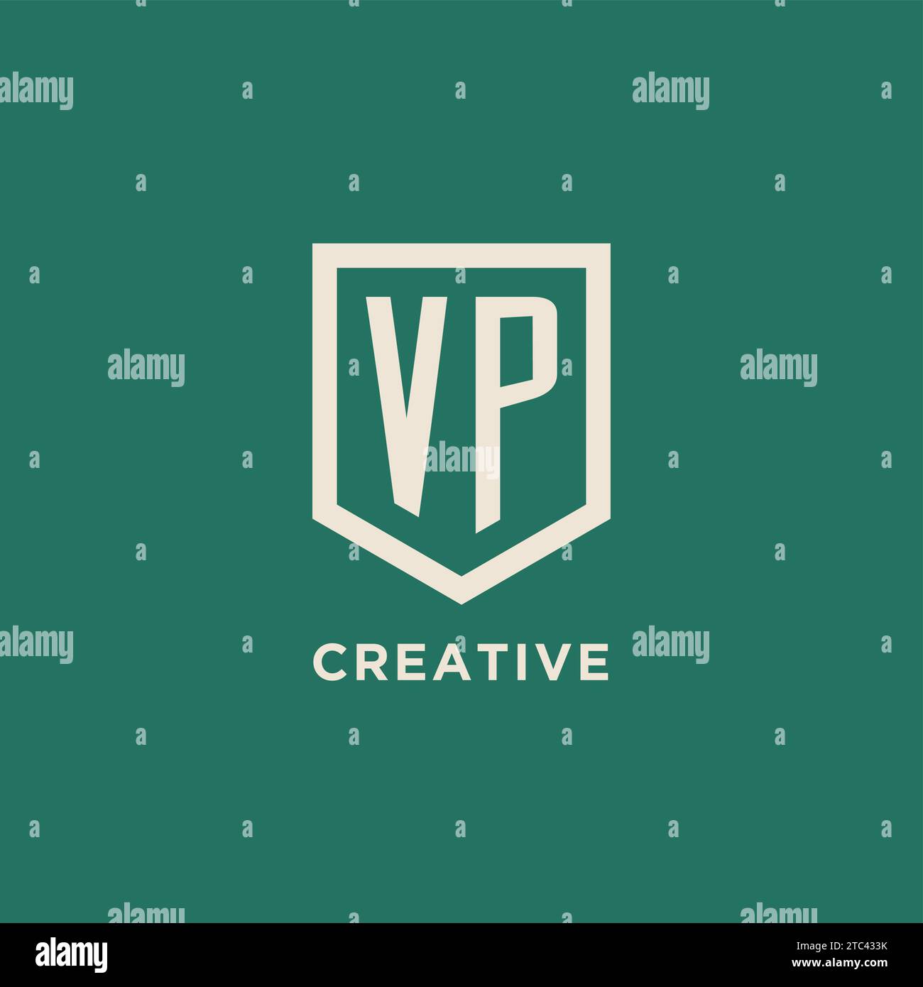 VP initial logo monogram shield geometric shape design vector graphic Stock Vector