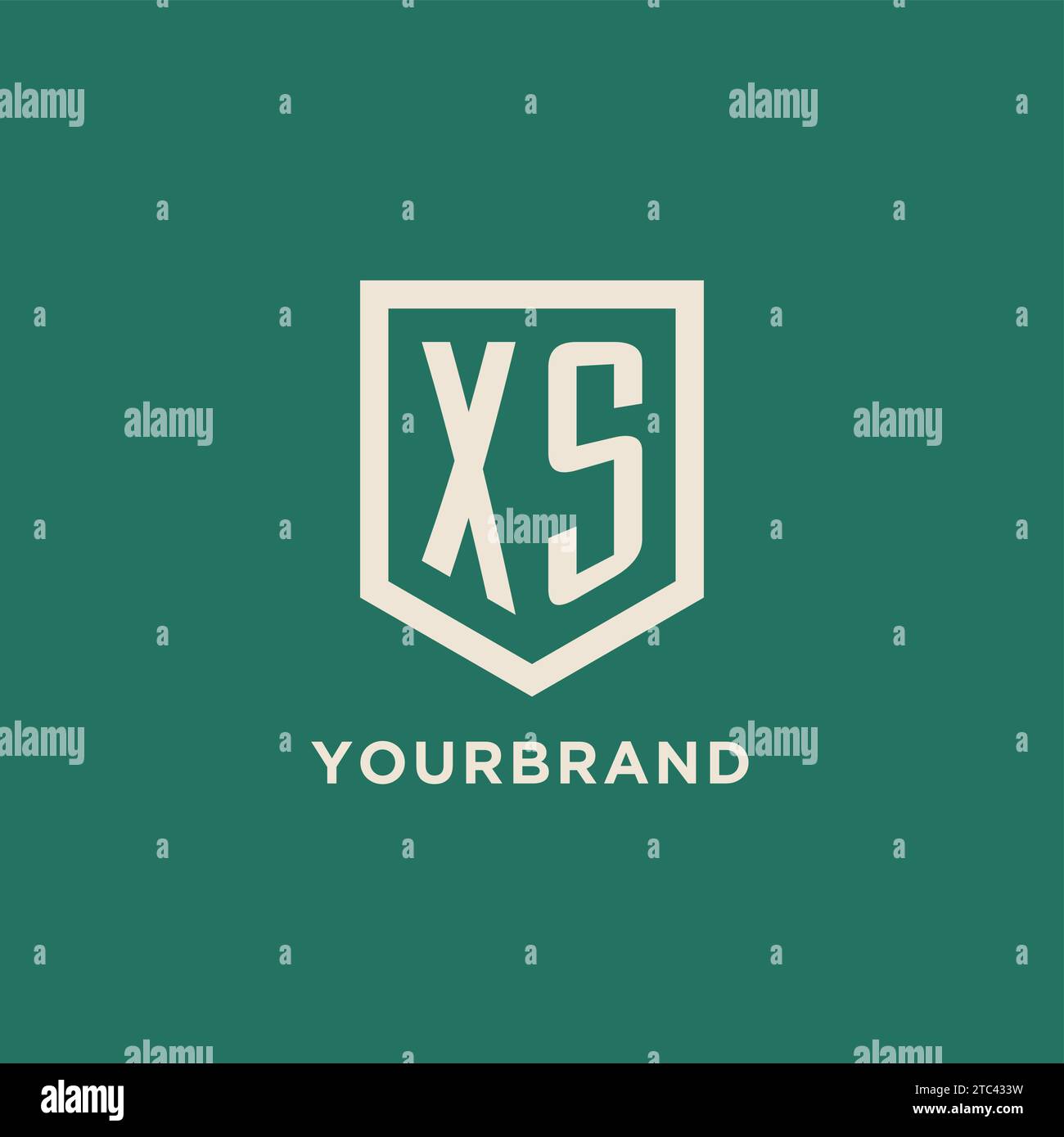 XS initial logo monogram shield geometric shape design vector graphic Stock Vector