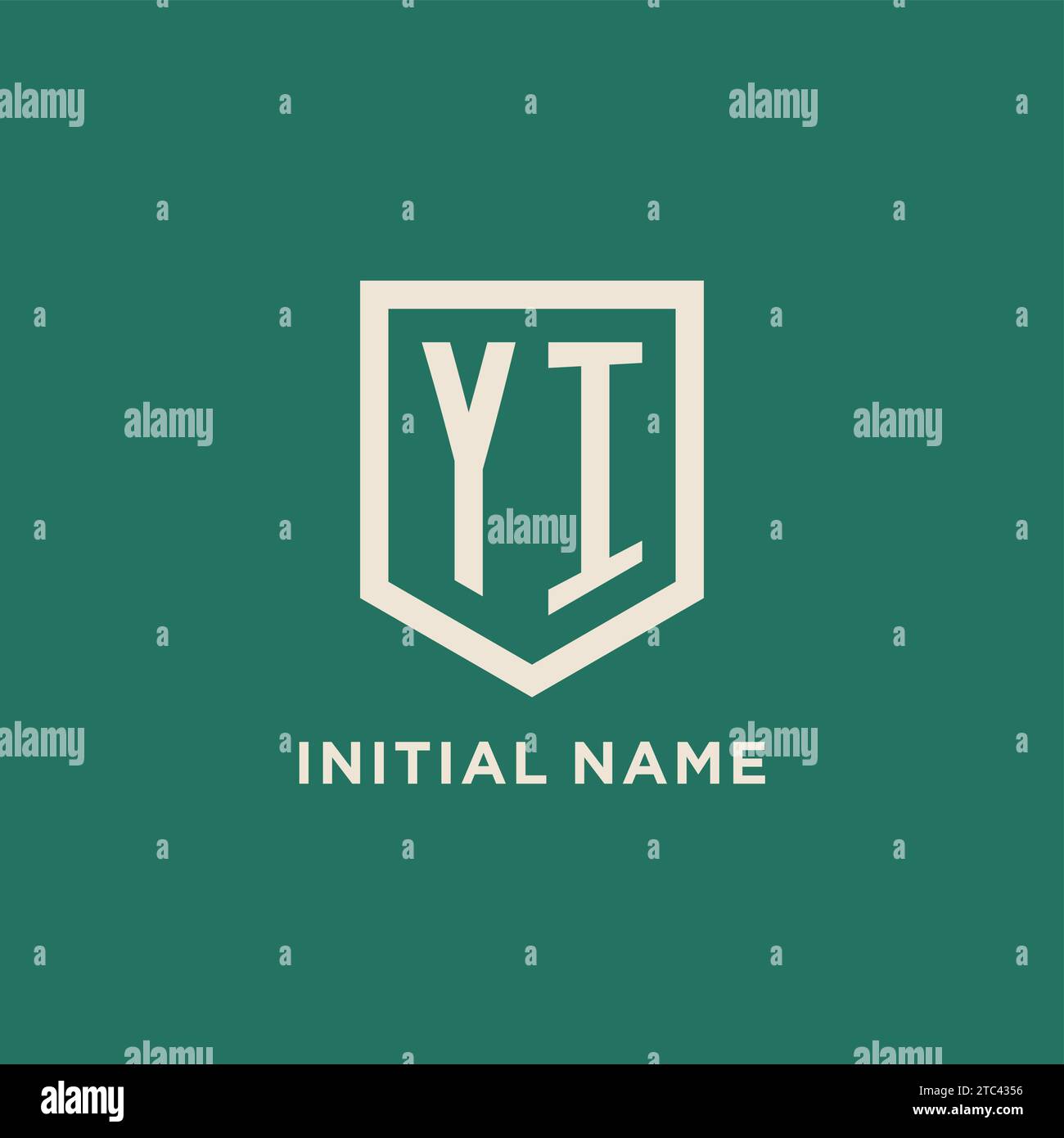 YI initial logo monogram shield geometric shape design vector graphic Stock Vector