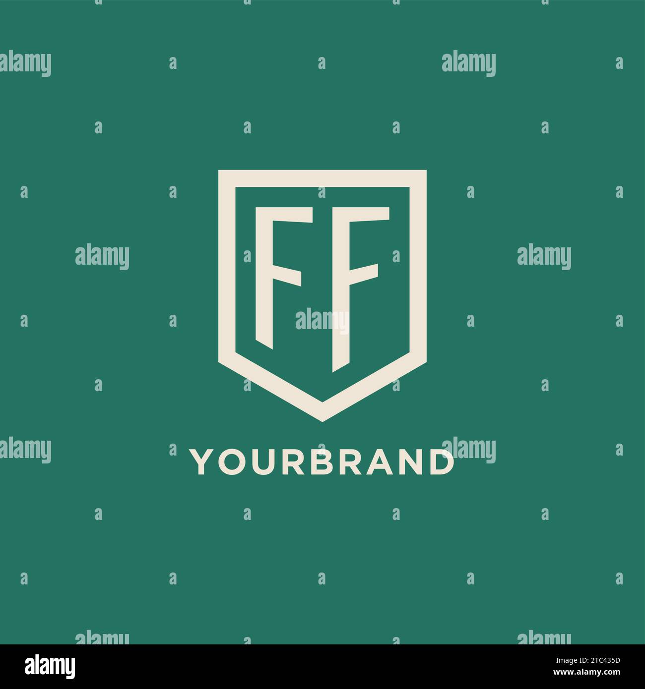 FF initial logo monogram shield geometric shape design vector graphic Stock Vector