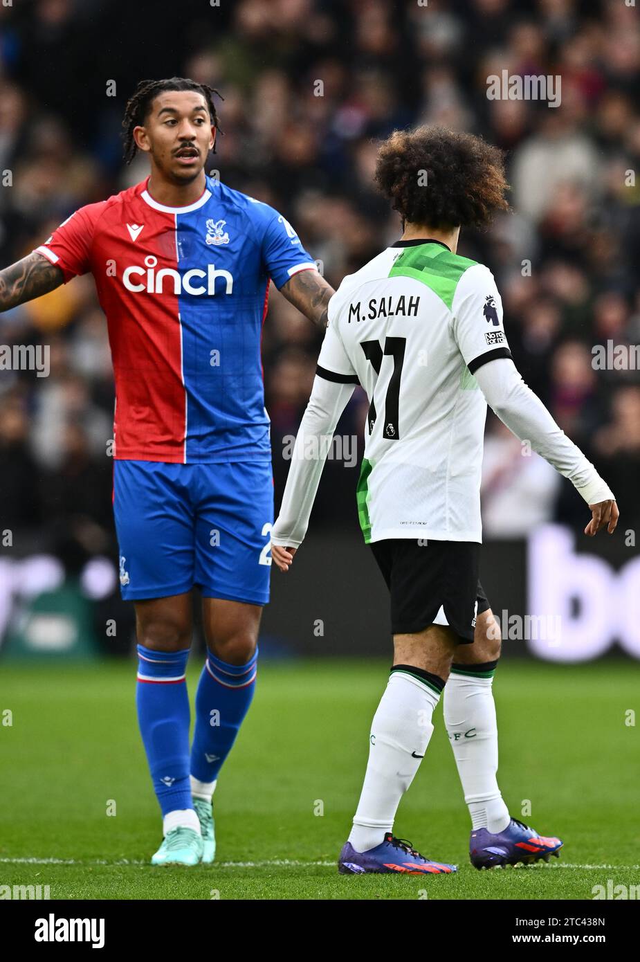 LONDON, ENGLAND - DECEMBER 9: Mohamed Salah, Chris Richards during the Premier League match between Crystal Palace and Liverpool FC at Selhurst Park o Stock Photo