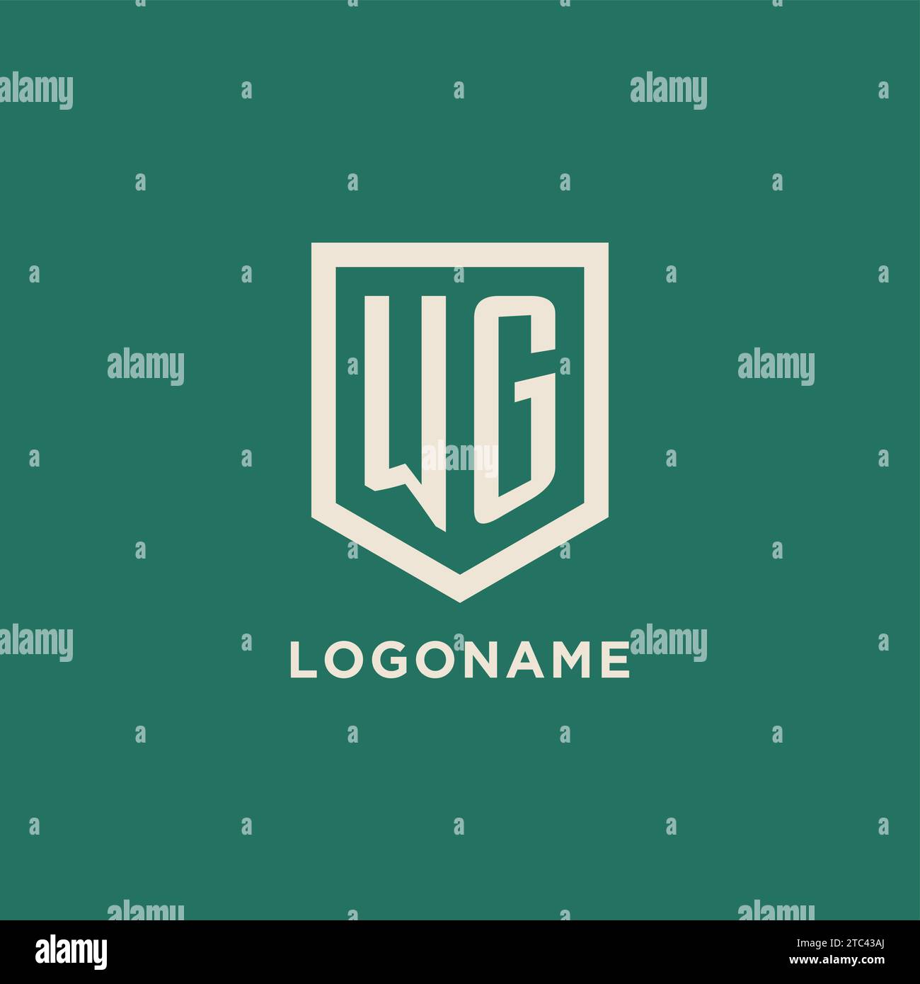 WG initial logo monogram shield geometric shape design vector graphic Stock Vector