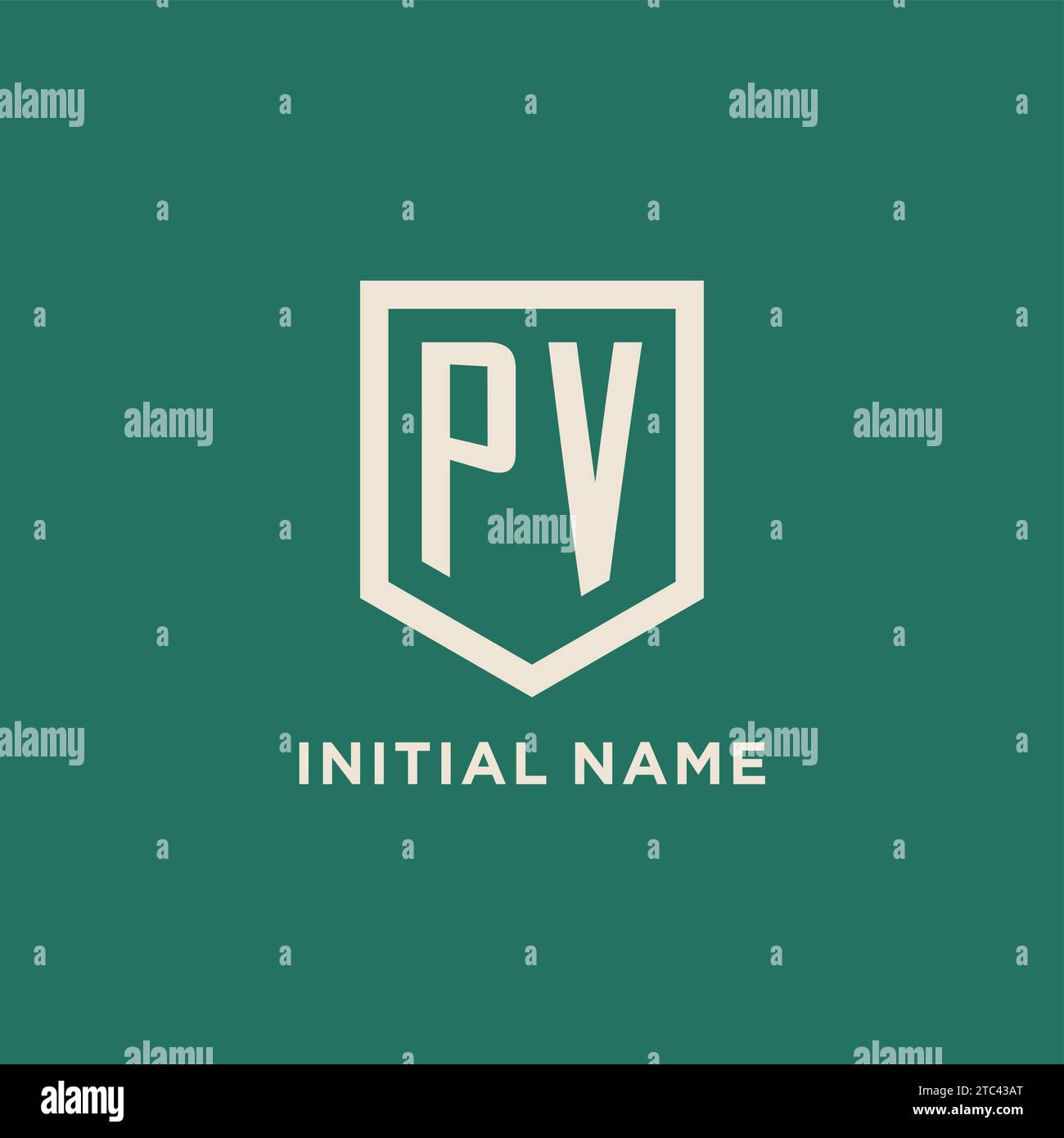PV initial logo monogram shield geometric shape design vector graphic Stock Vector