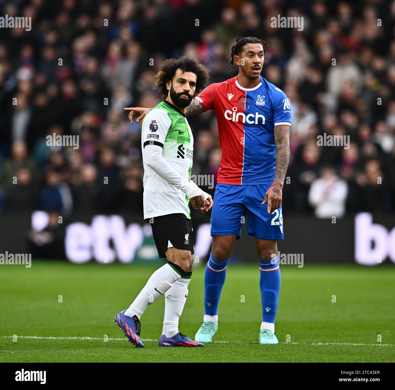 LONDON, ENGLAND - DECEMBER 9: Mohamed Salah, Chris Richards during the Premier League match between Crystal Palace and Liverpool FC at Selhurst Park o Stock Photo