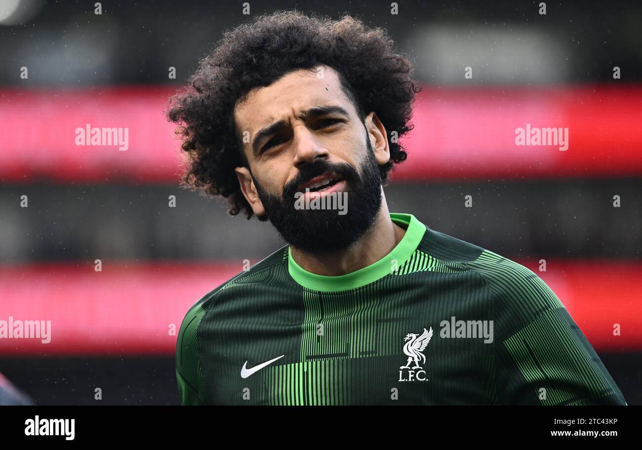 LONDON, ENGLAND - DECEMBER 9: Mohamed Salah looks on, face, headshot during the Premier League match between Crystal Palace and Liverpool FC at Selhur Stock Photo
