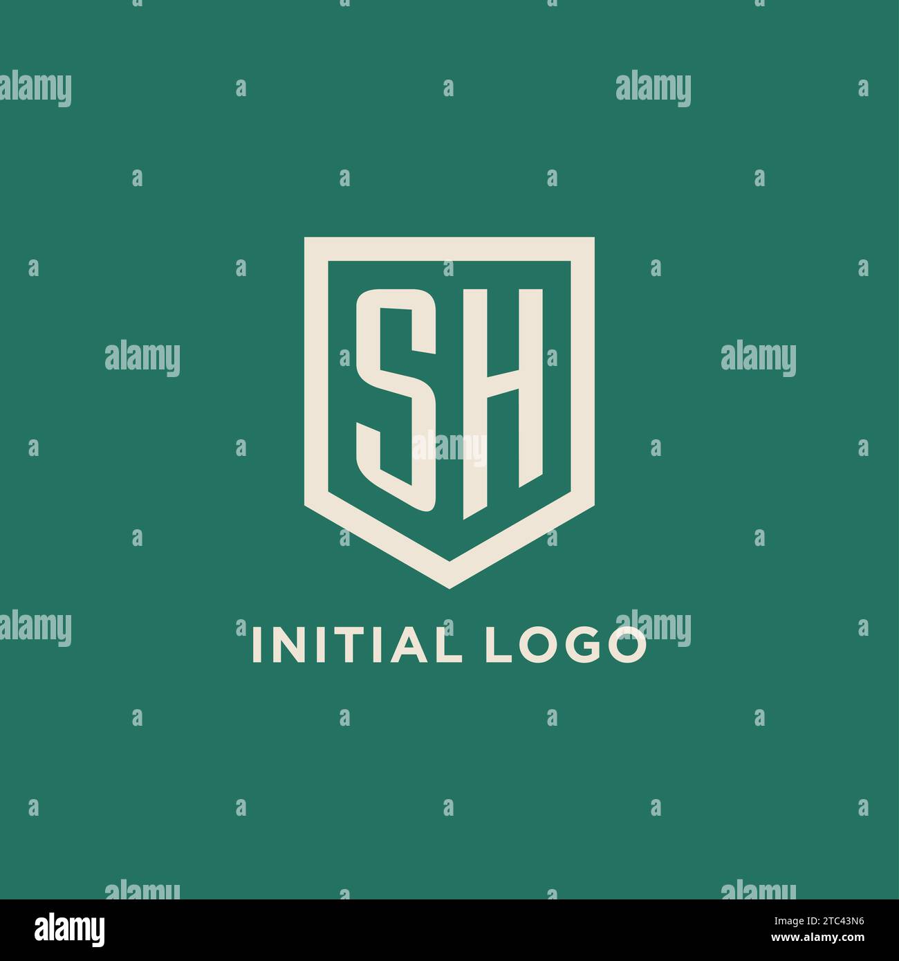 SH initial logo monogram shield geometric shape design vector graphic Stock Vector