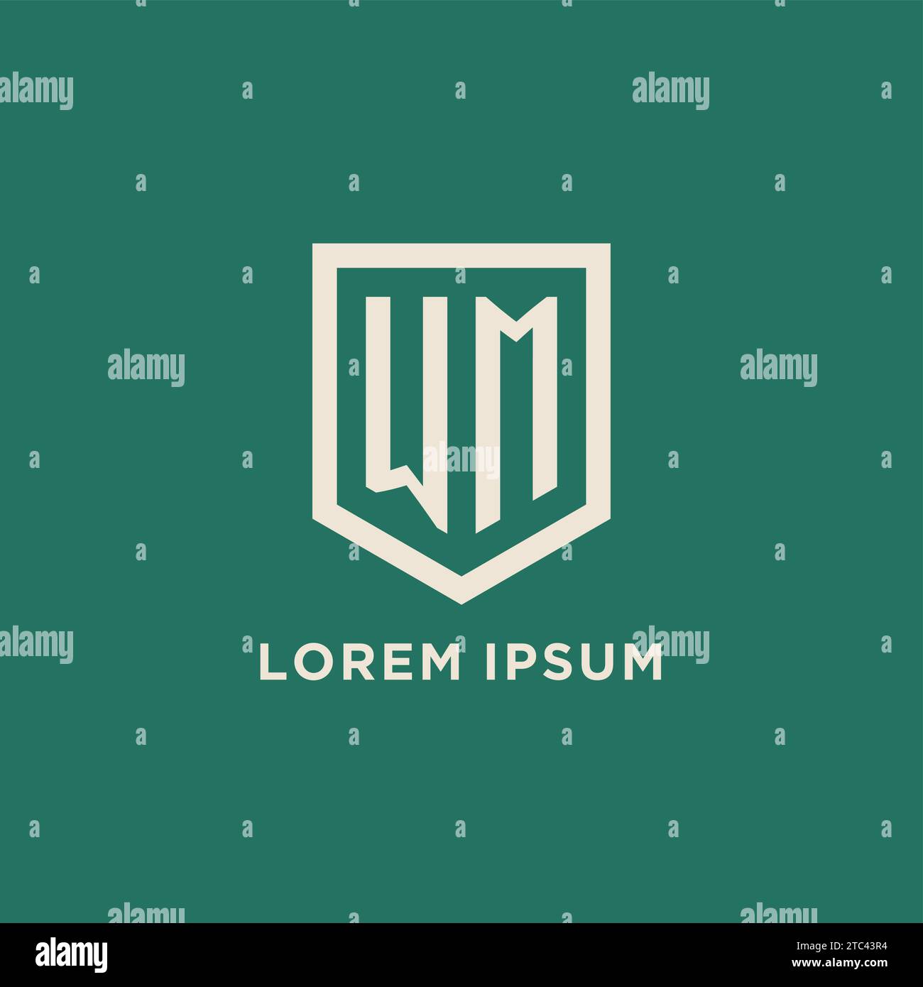 WM initial logo monogram shield geometric shape design vector graphic Stock Vector