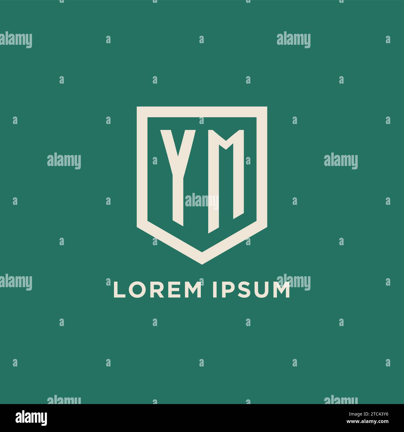 YM initial logo monogram shield geometric shape design vector graphic Stock Vector