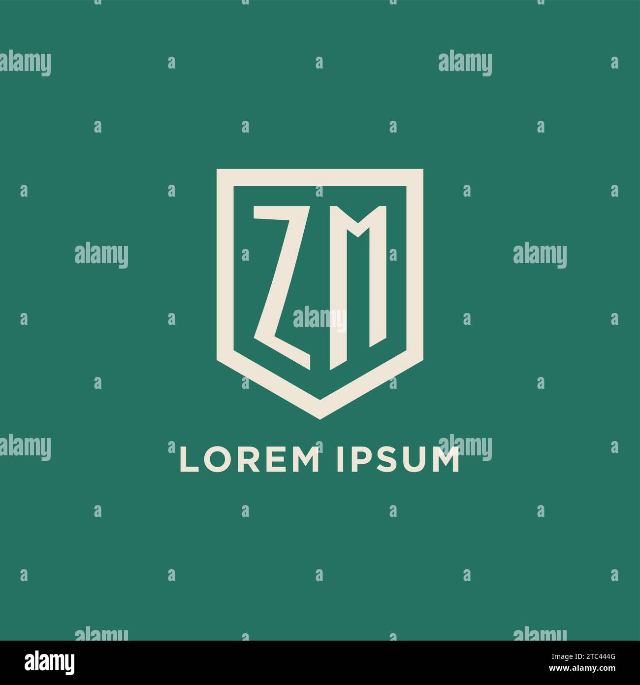 ZM initial logo monogram shield geometric shape design vector graphic Stock Vector