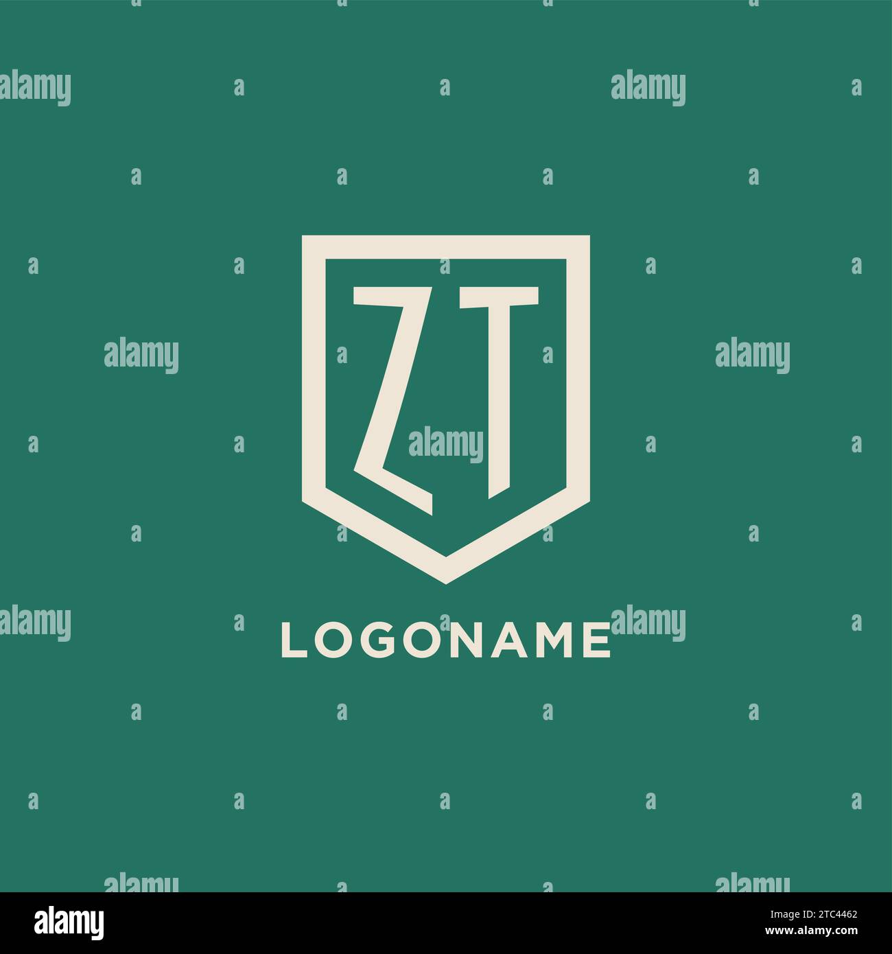ZT initial logo monogram shield geometric shape design vector graphic Stock Vector