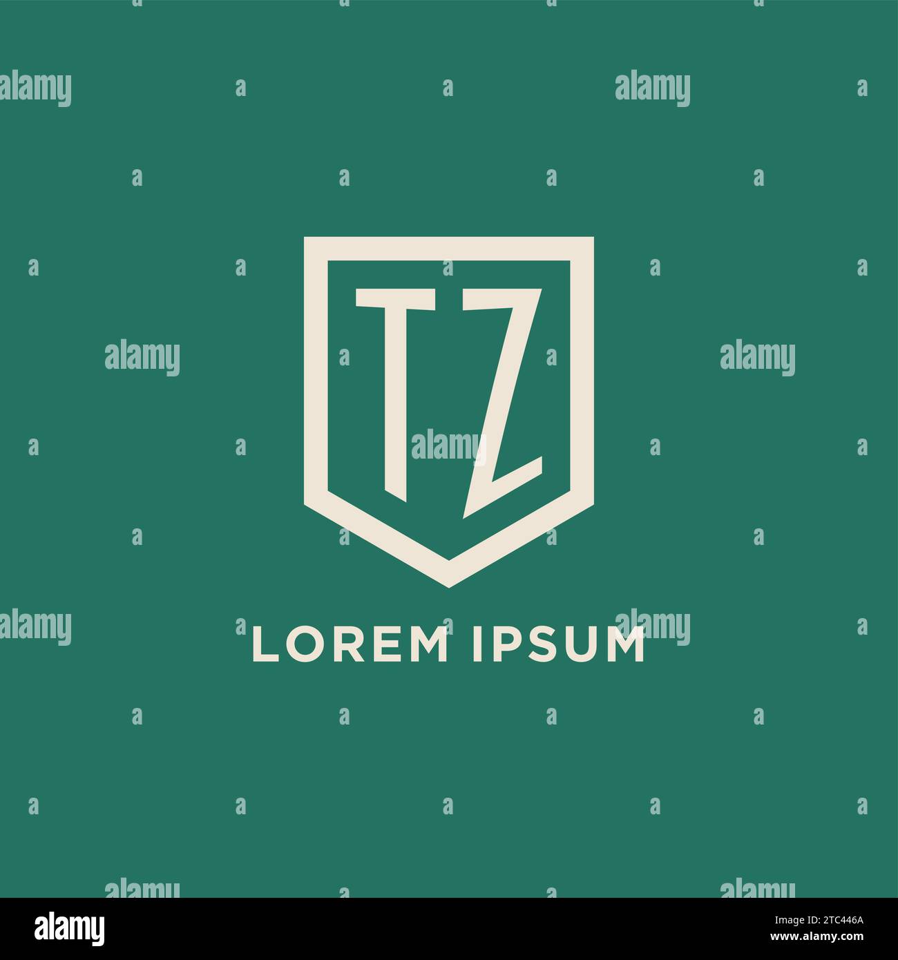 TZ initial logo monogram shield geometric shape design vector graphic Stock Vector