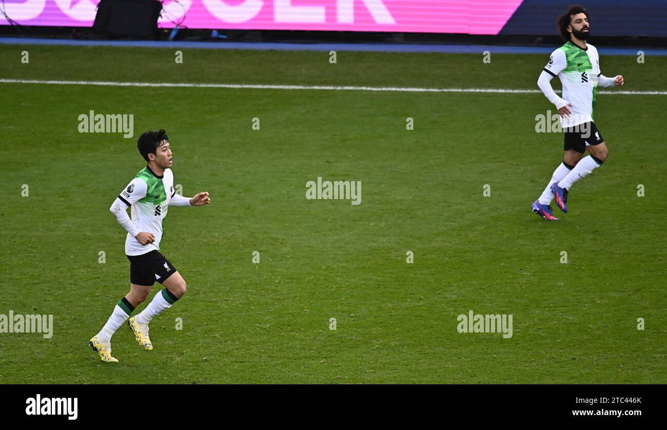 LONDON, ENGLAND - DECEMBER 9: Wataru Endo, Mohamed Salah during the Premier League match between Crystal Palace and Liverpool FC at Selhurst Park on D Stock Photo