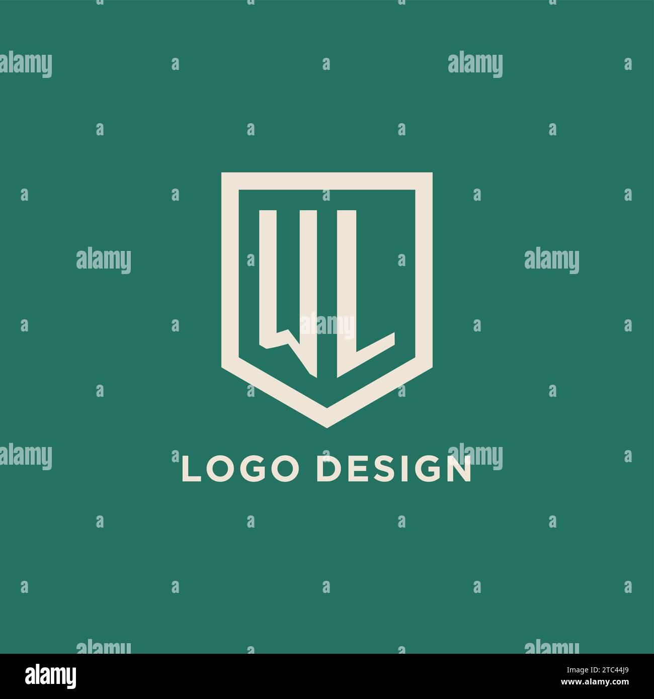 WL initial logo monogram shield geometric shape design vector graphic Stock Vector