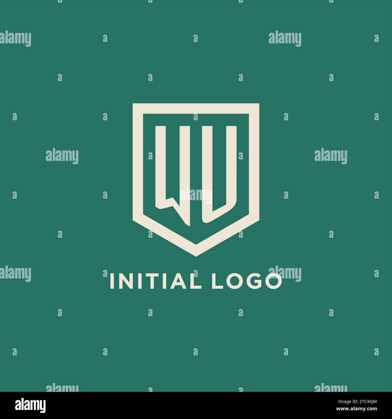 WU initial logo monogram shield geometric shape design vector graphic Stock Vector