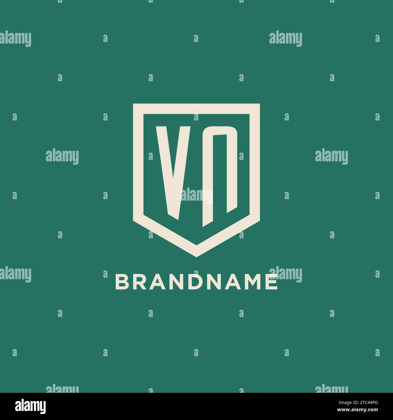 VN initial logo monogram shield geometric shape design vector graphic Stock Vector