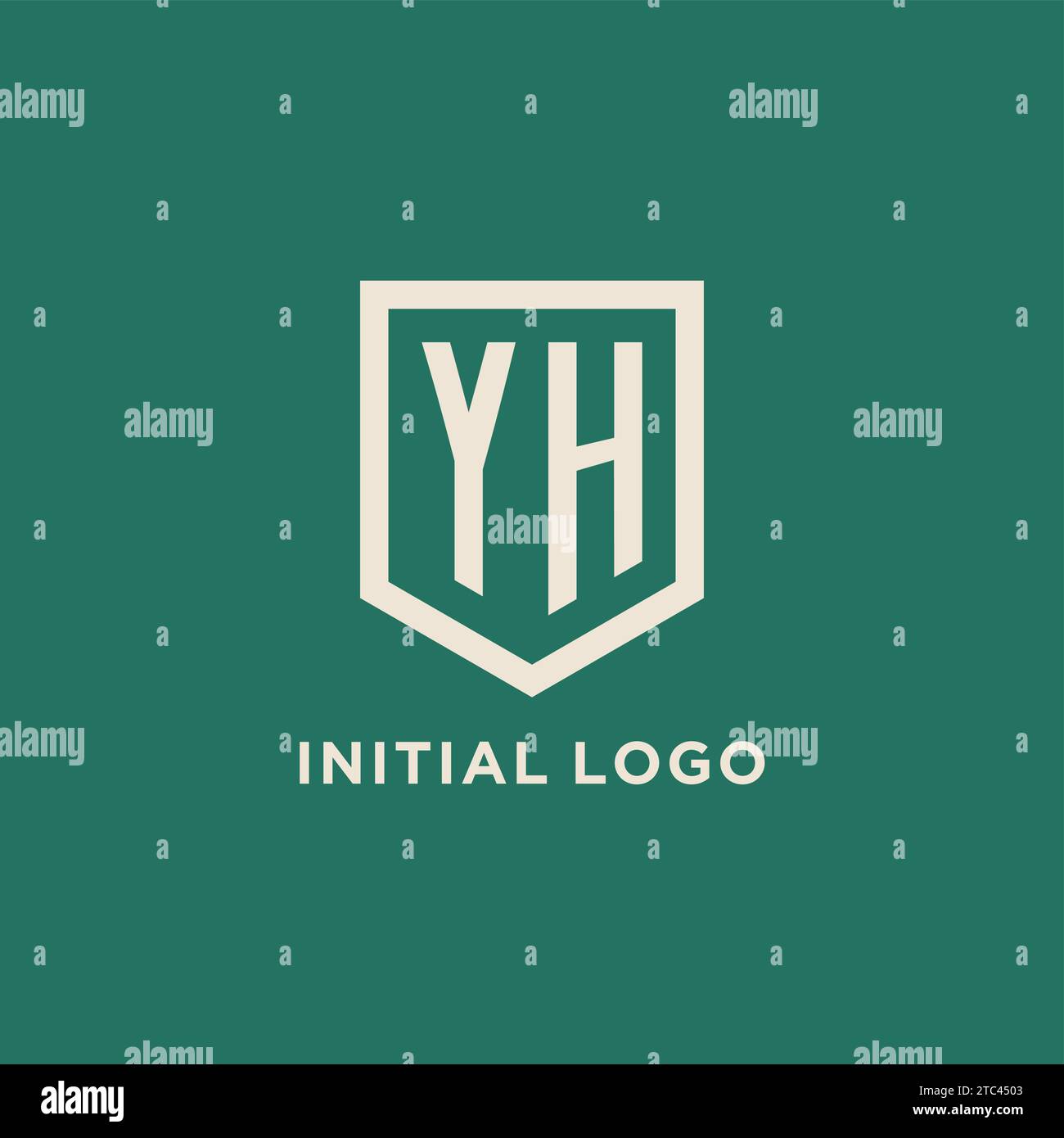 YH initial logo monogram shield geometric shape design vector graphic Stock Vector