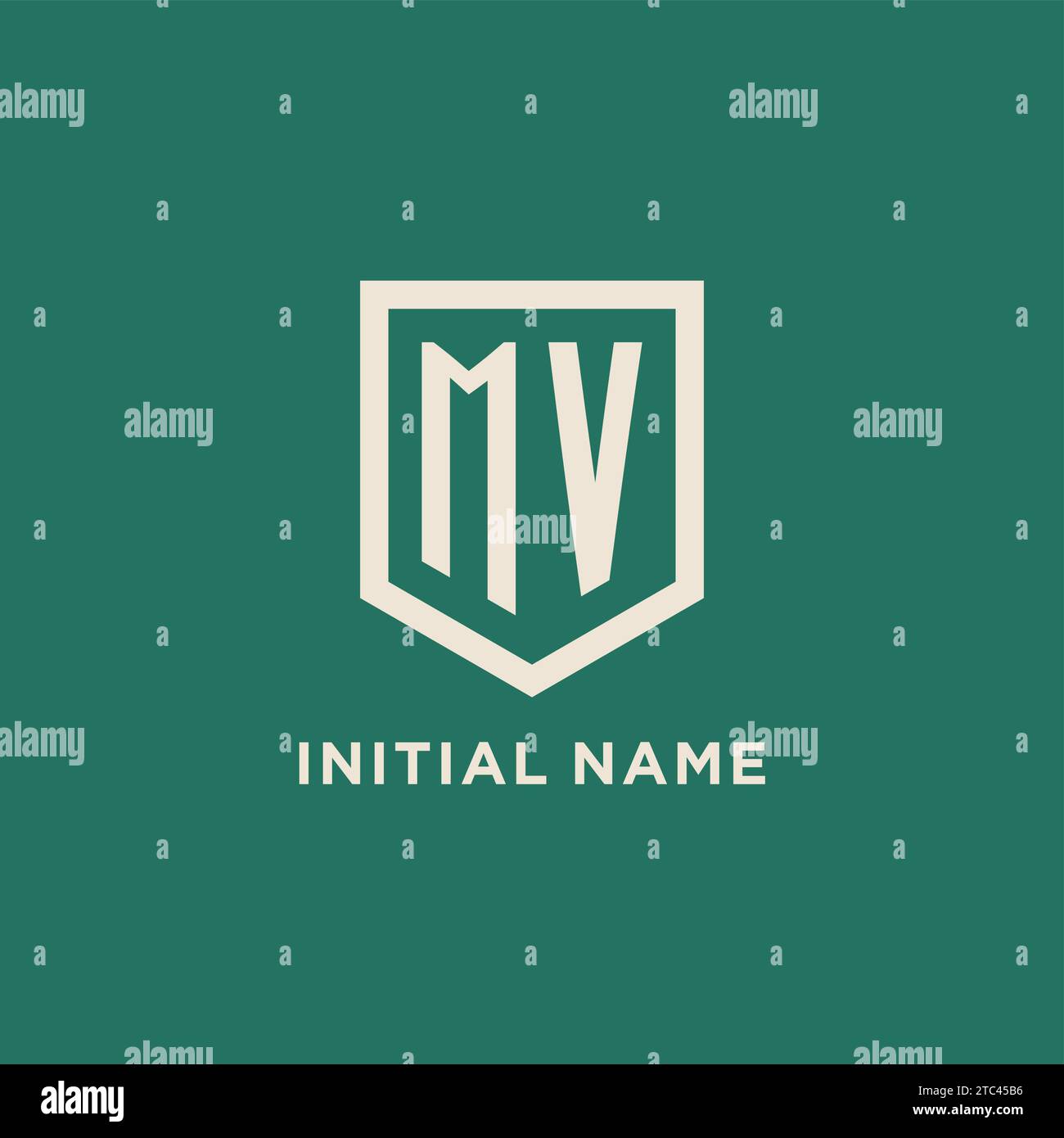 MV initial logo monogram shield geometric shape design vector graphic Stock Vector