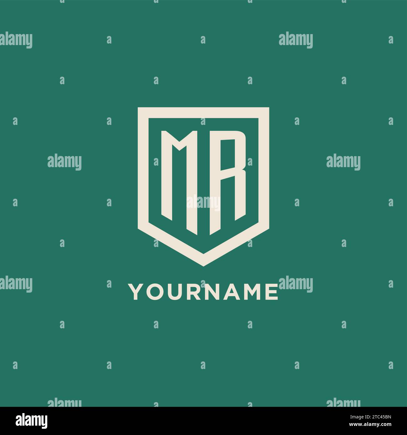 MR initial logo monogram shield geometric shape design vector graphic Stock Vector