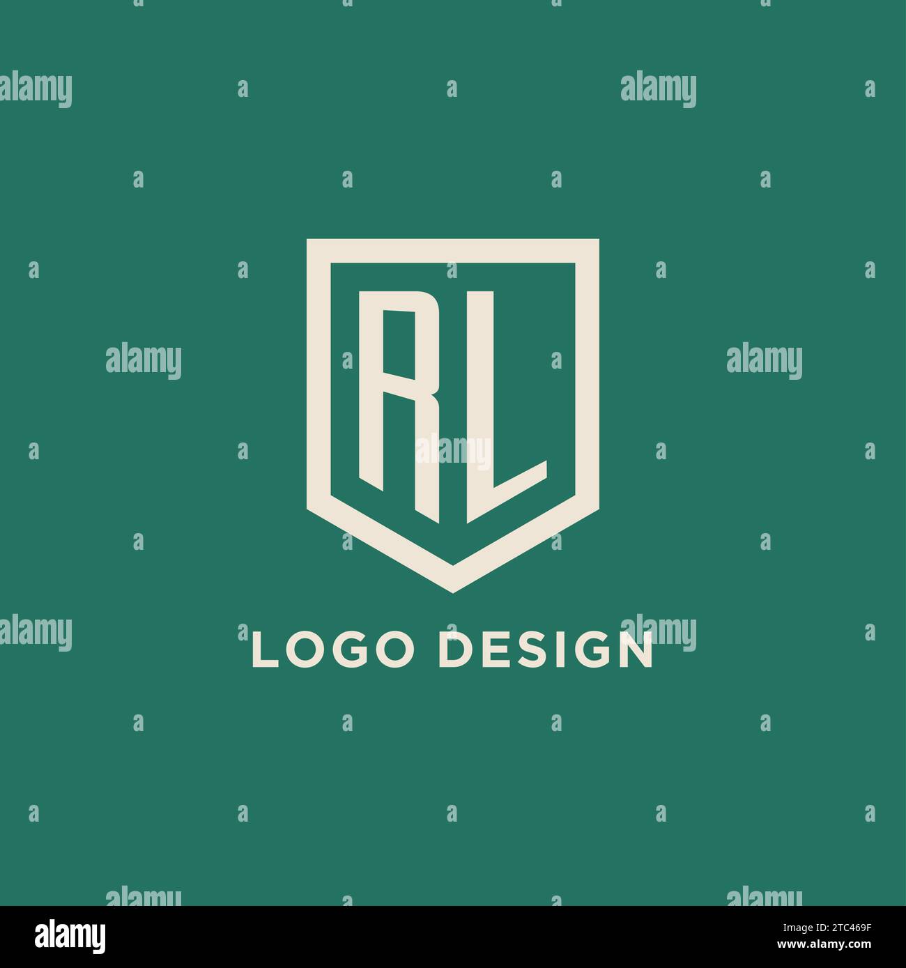 RL initial logo monogram shield geometric shape design vector graphic Stock Vector