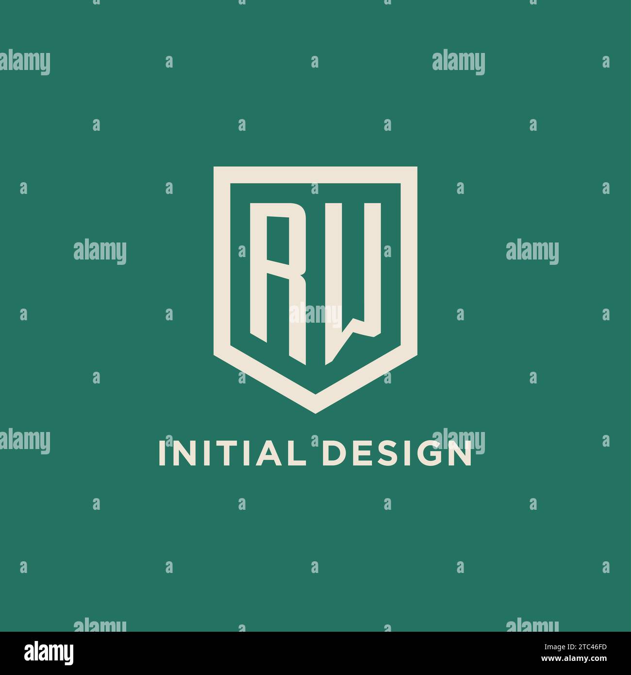 RW initial logo monogram shield geometric shape design vector graphic Stock Vector